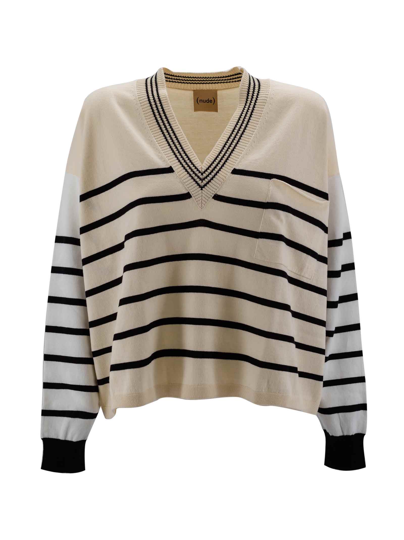 (nude) Cotton Striped Sweater