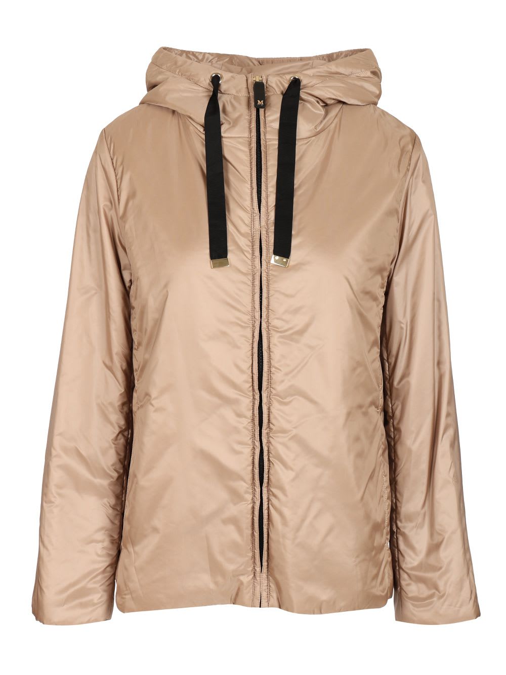Max Mara The Cube Padded Jacket With Hood In Sand