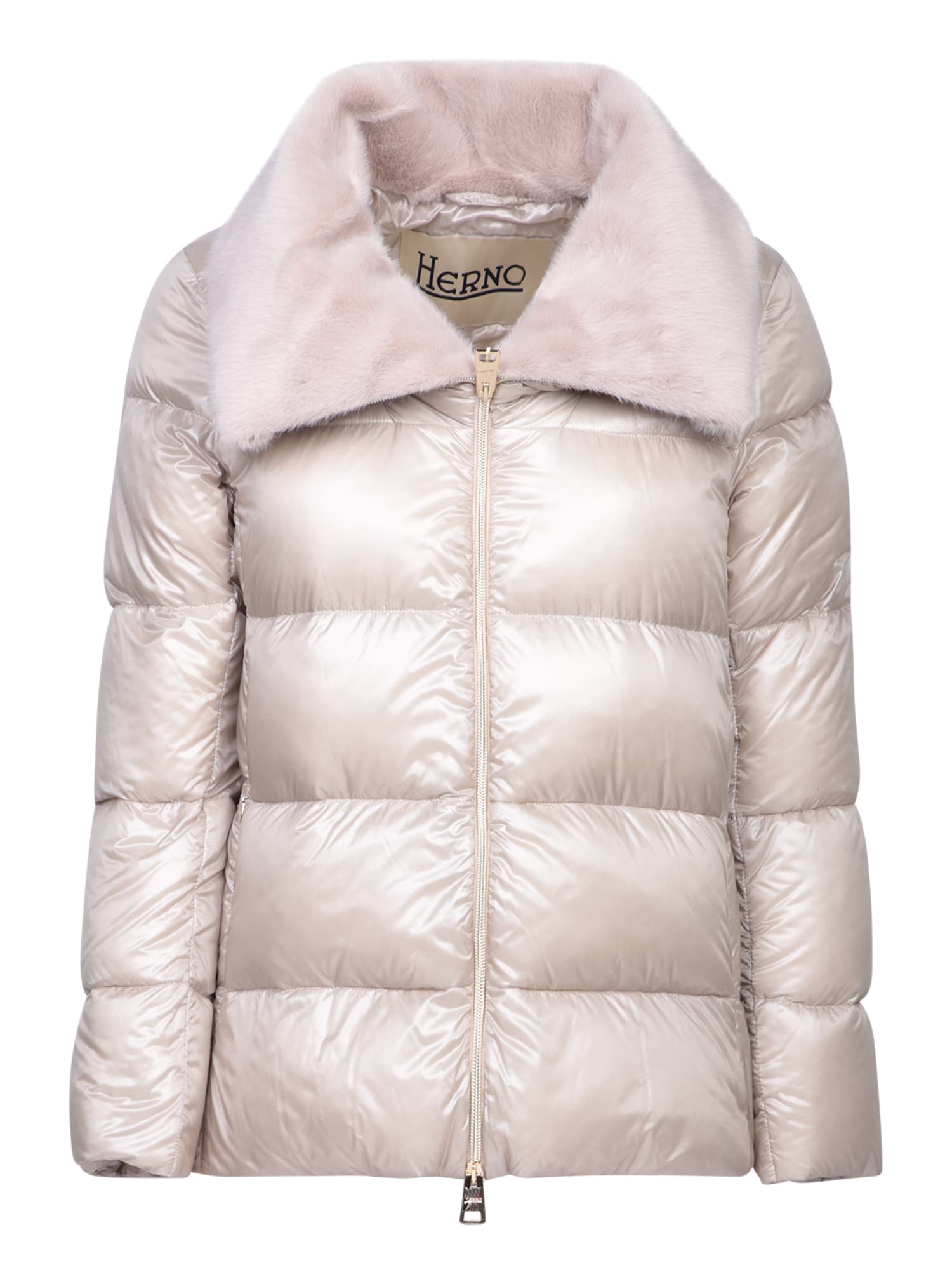 Down Jacket In Nylon And Eco-fur