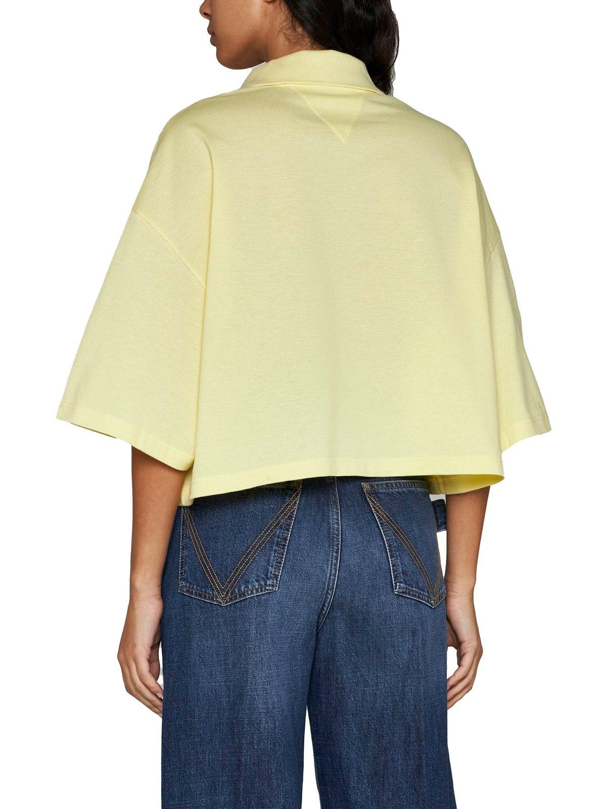 Shop Bottega Veneta Collared Short-sleeve Cropped Polo Shirt In Pineapple