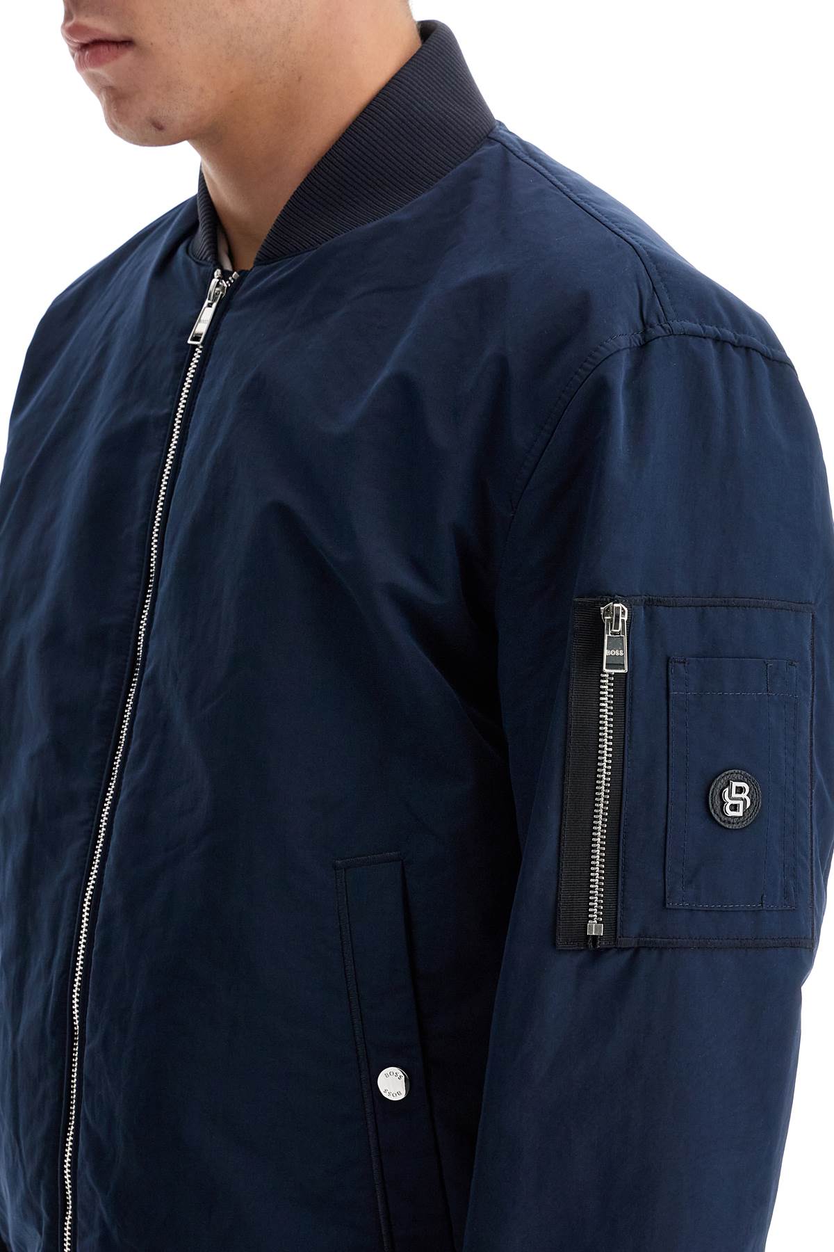 Shop Hugo Boss Waterproof Regular Fit Bomber Jacket In Dark Blue (blue)