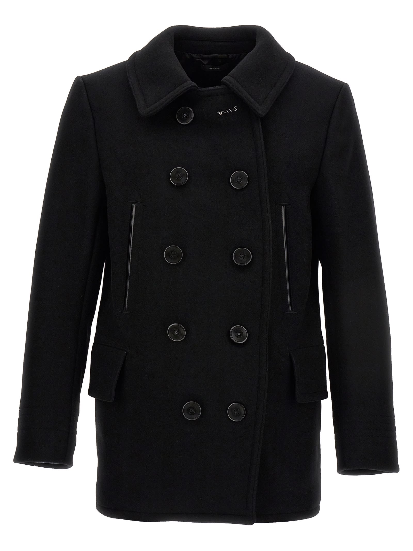 Shop Tom Ford Japan Wool Double Breast Coat In Black