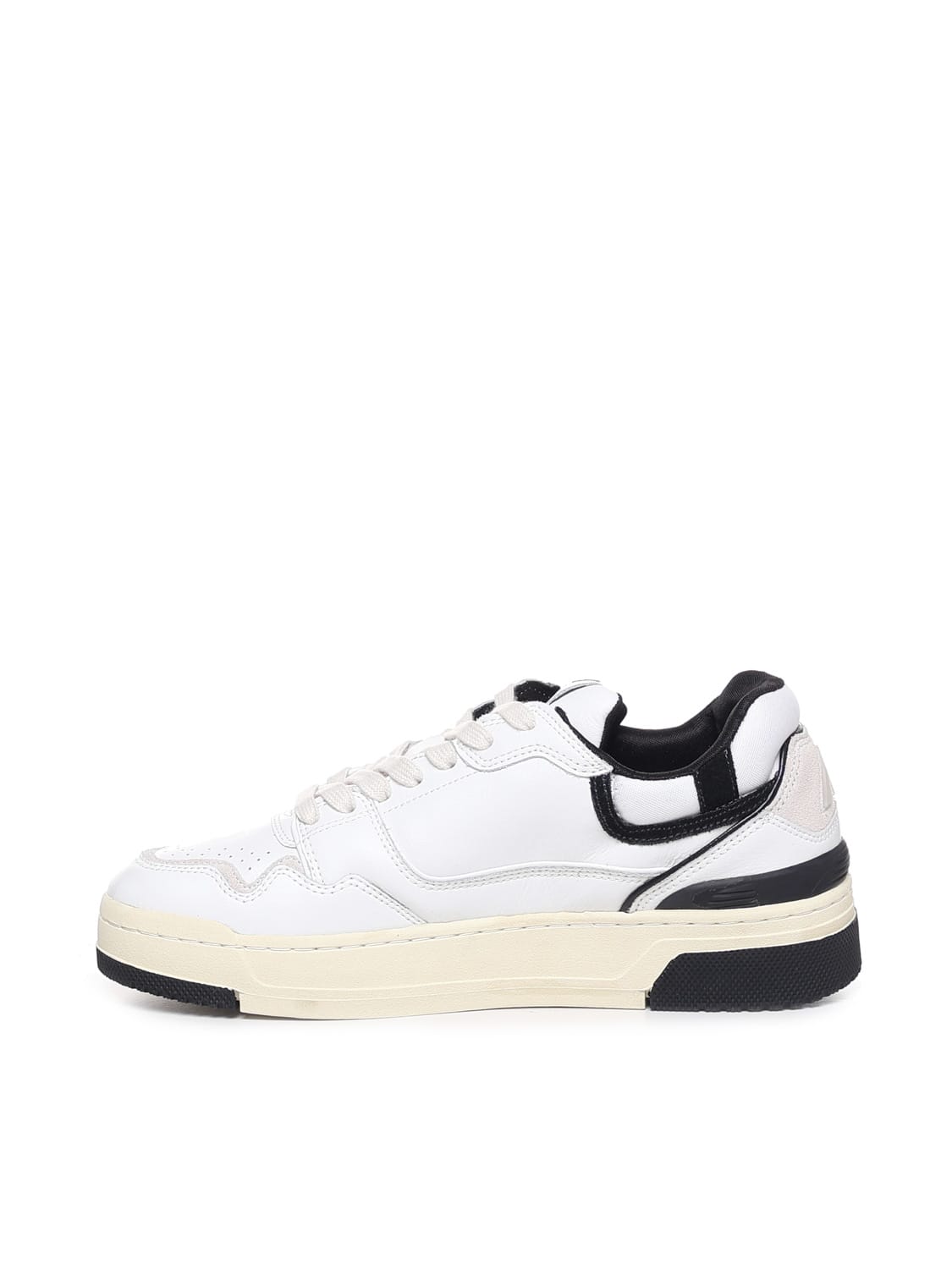 Autry White Low Top Sneakers With Black Details And Logo Patch In Leather And Suede Man In White