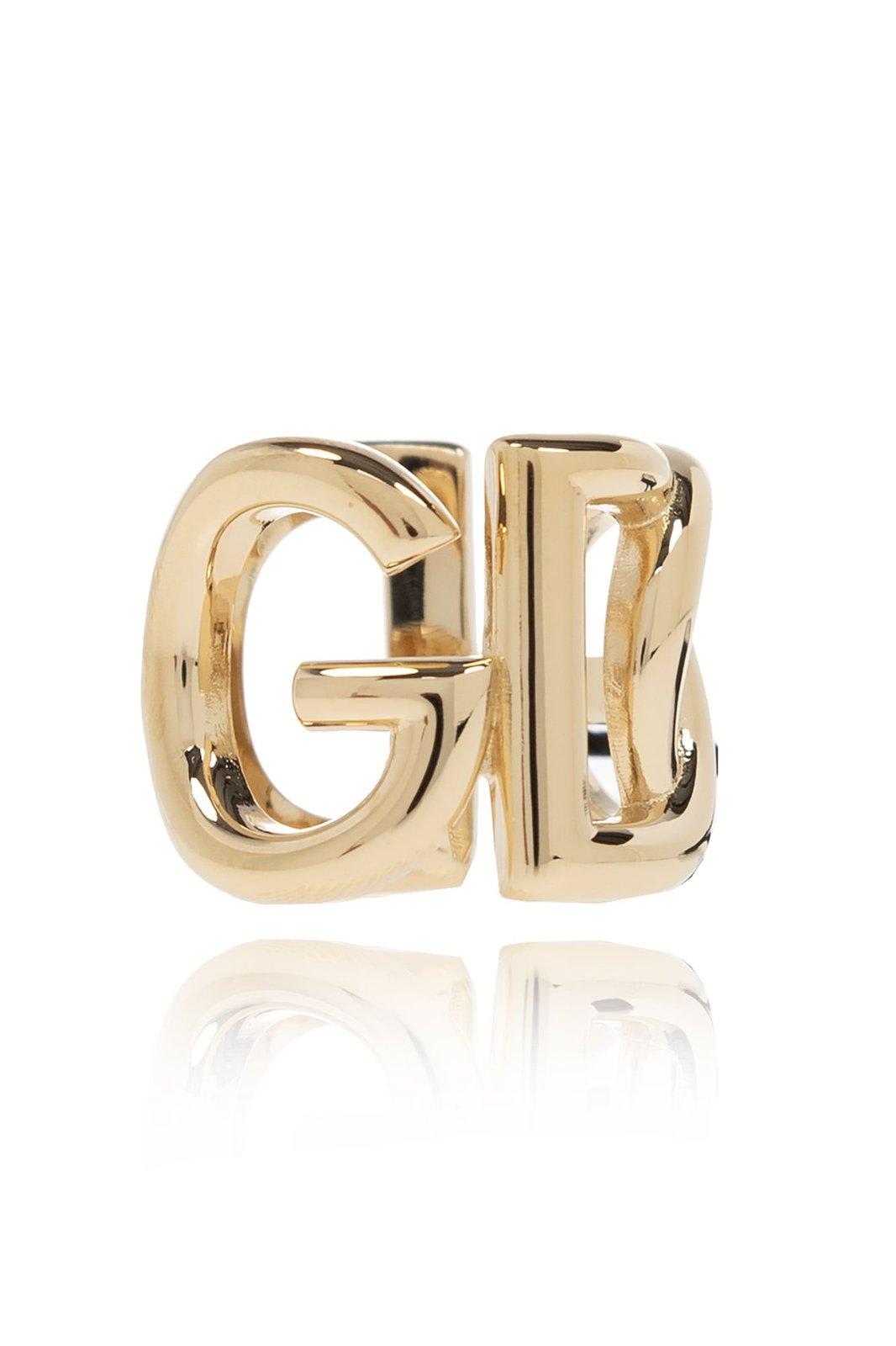 Shop Dolce & Gabbana Logo Plaque Engraved Ring In Oro