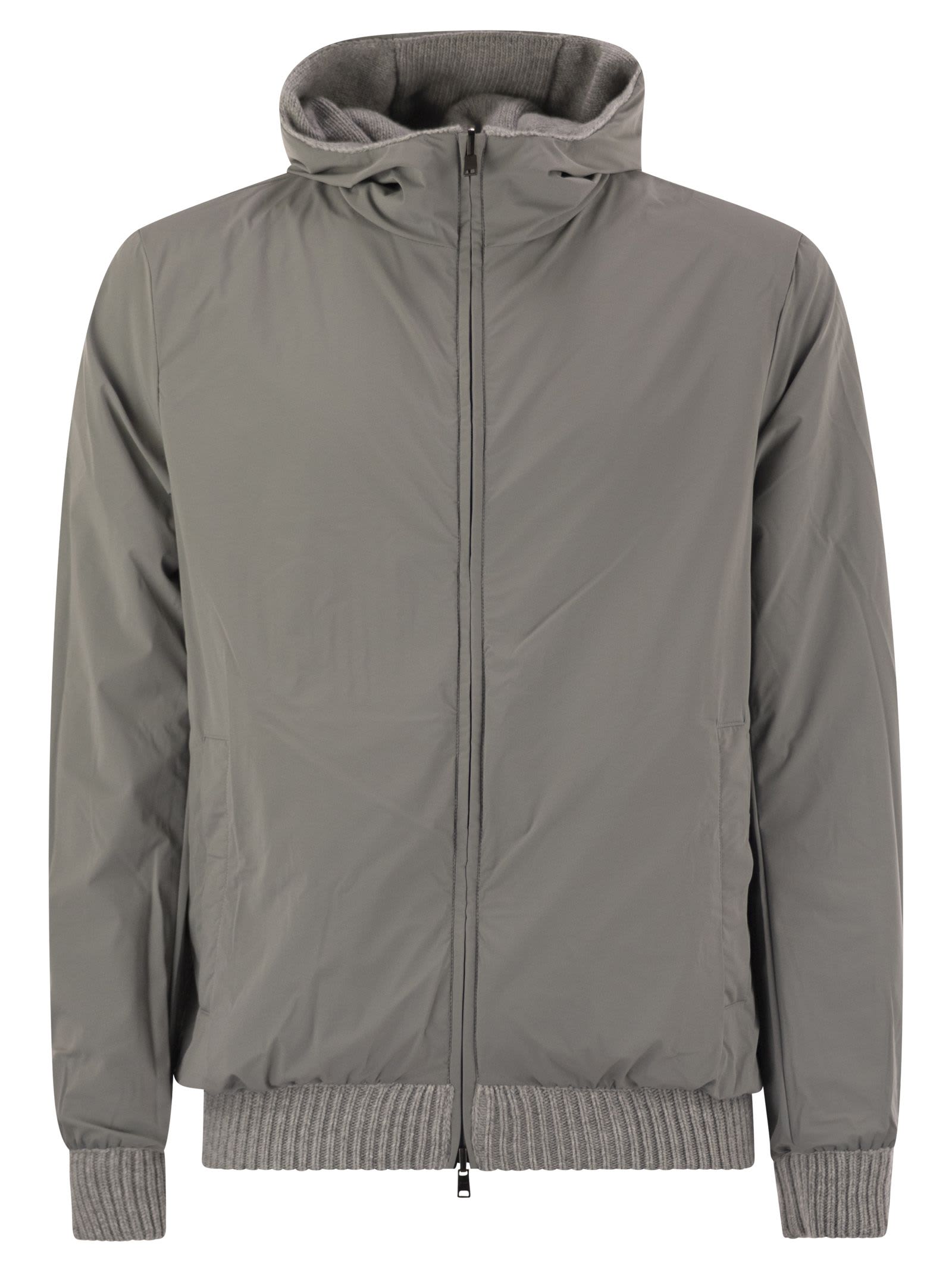 Herno Men Reversible Padded Wool Bomber Jacket In Gray
