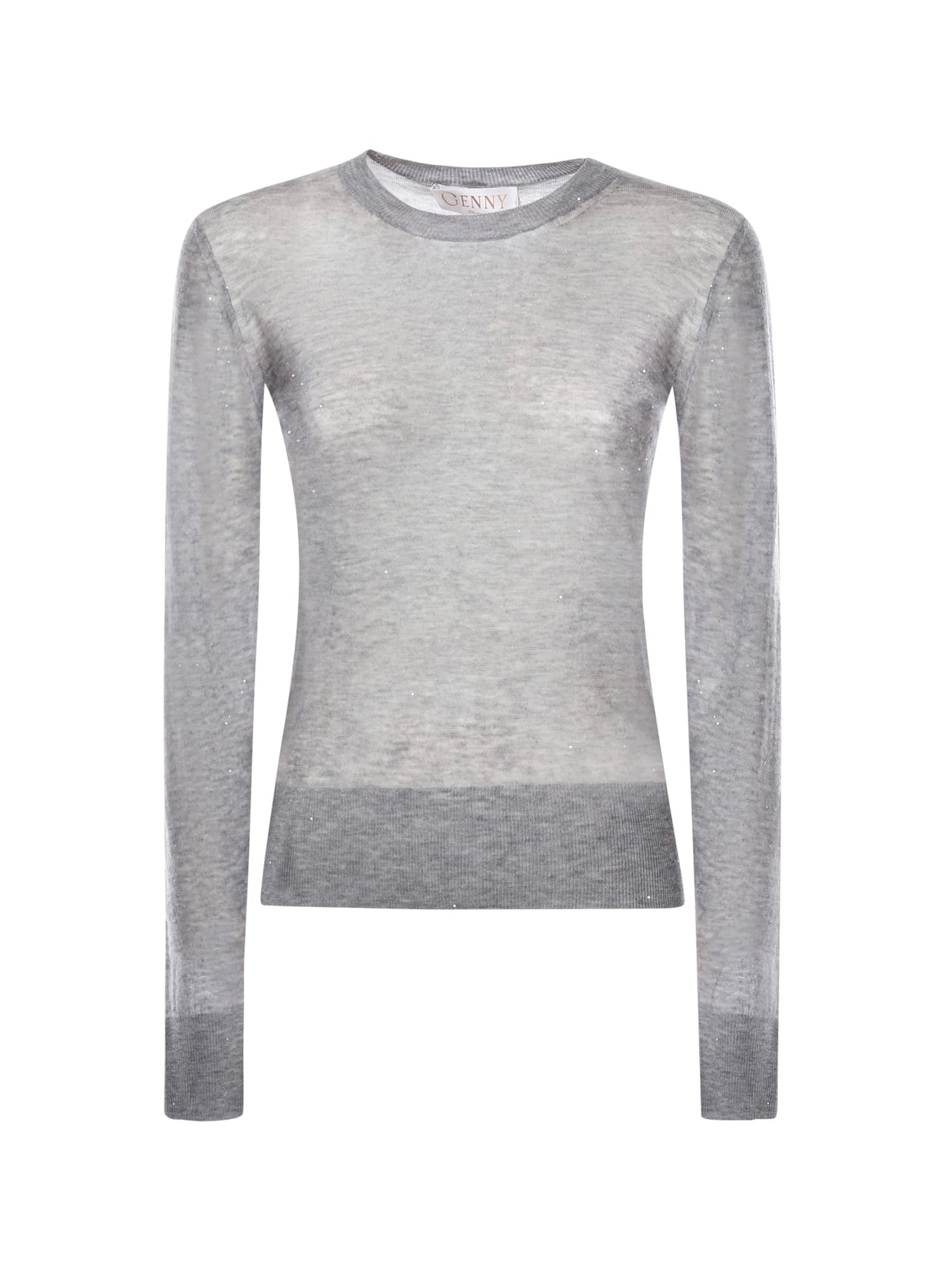 Genny Ultrafine Wool Sweater With Sequins In Gray