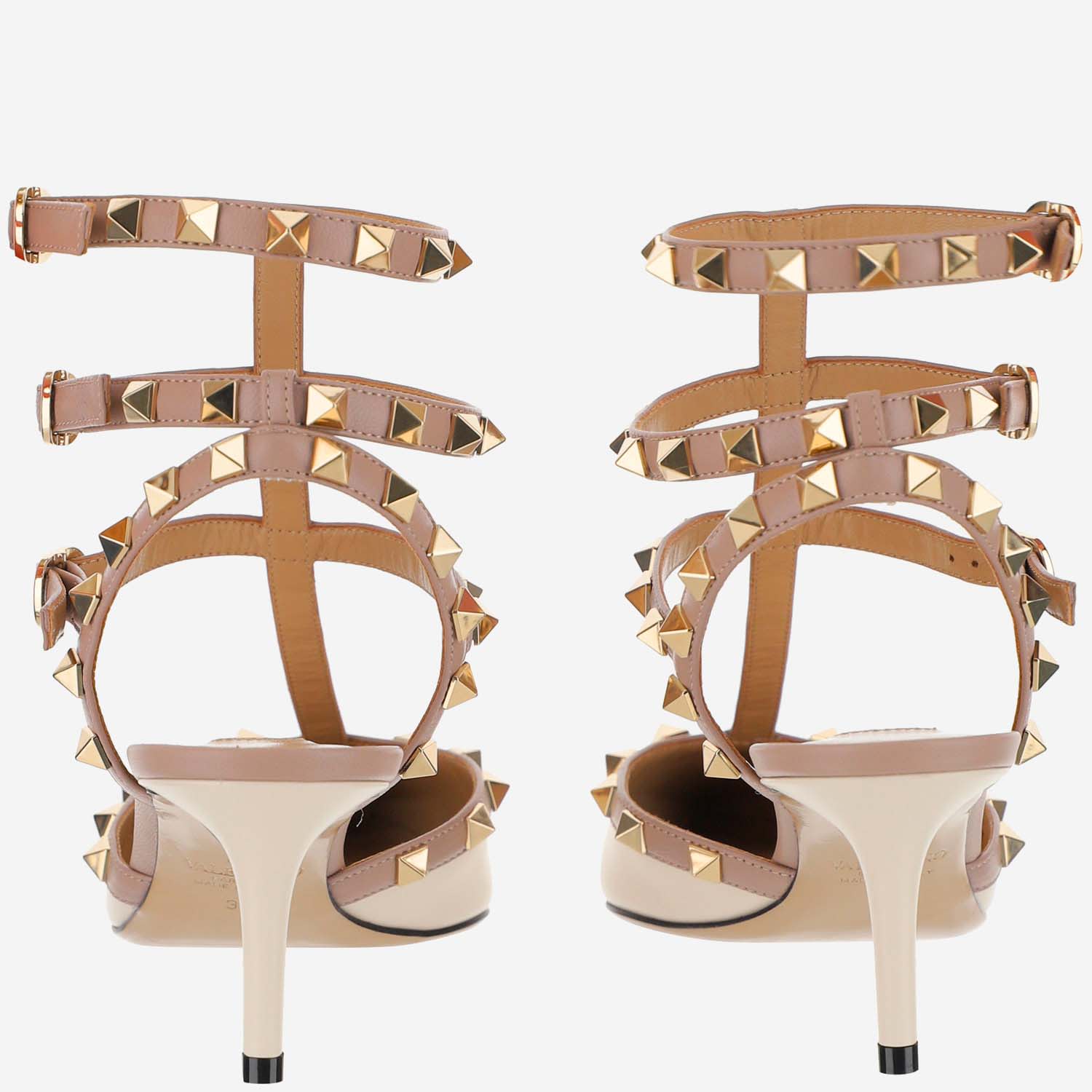 Shop Valentino Dècolletè Rockstud 65mm In Beige