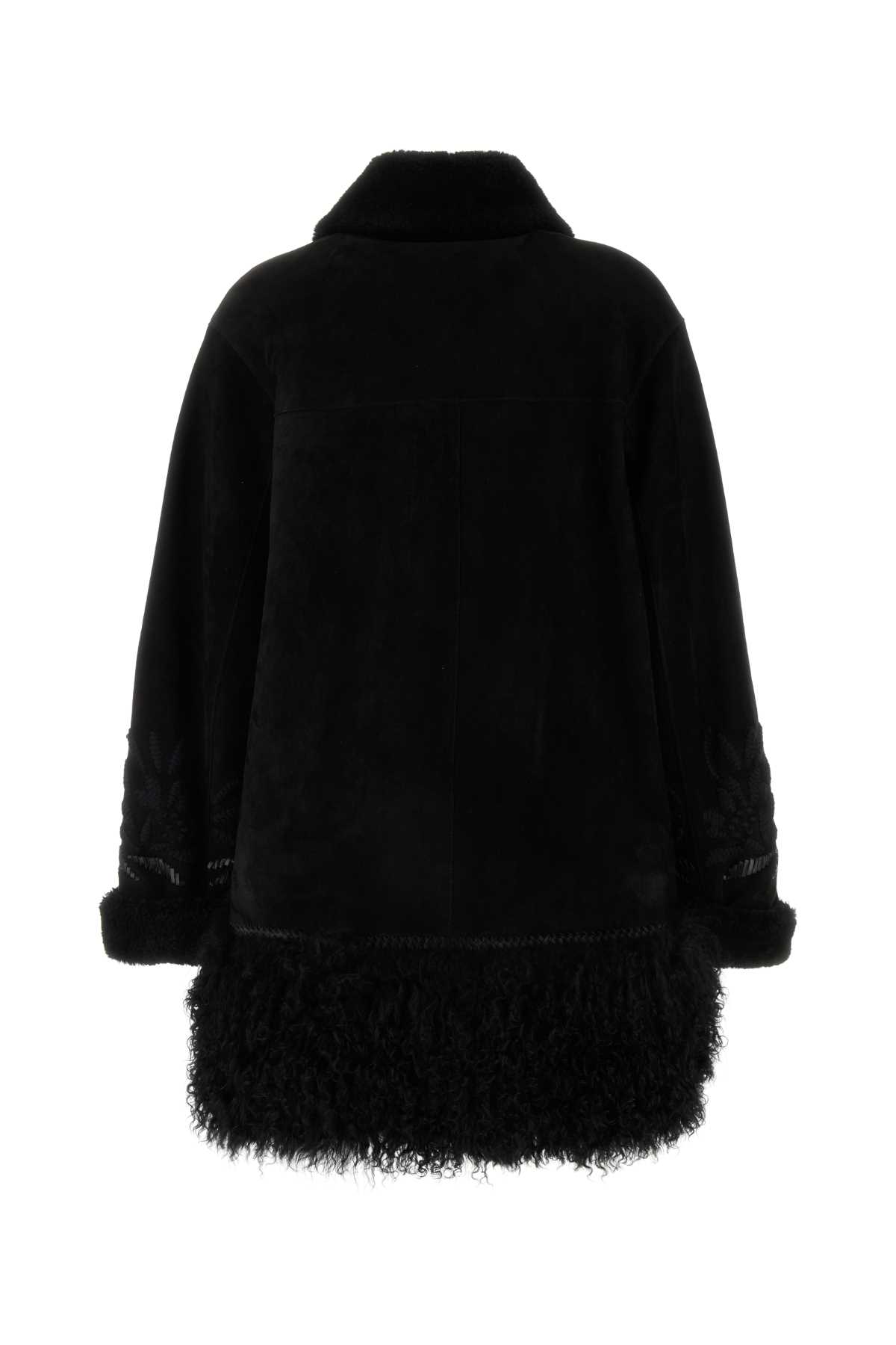 Shop Ermanno Scervino Black Shearling Jacket