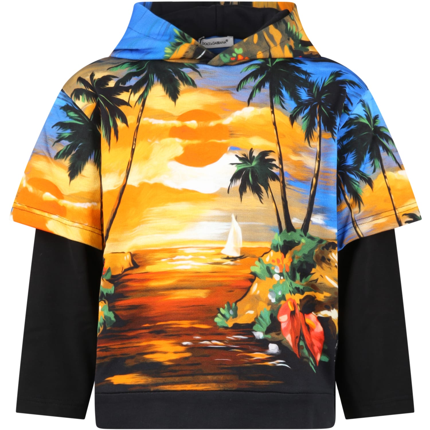 Dolce & Gabbana Kids' Multicolor Sweatshirt For Boy With Sunset