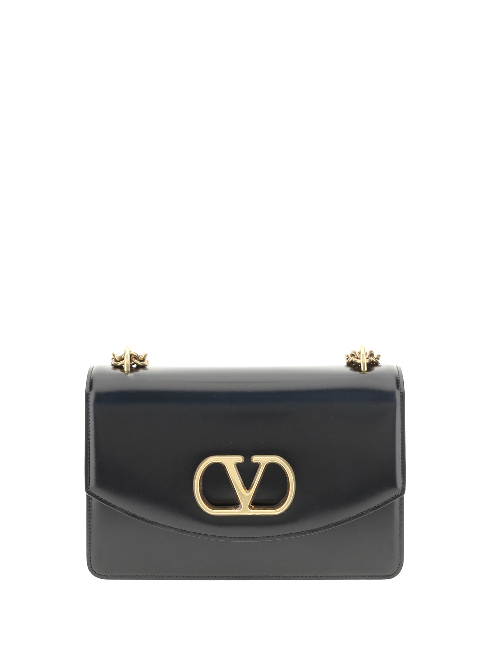 Valentino Garavani Small Leather Shoulder Bag With Adjustable Chain-link Strap In Black