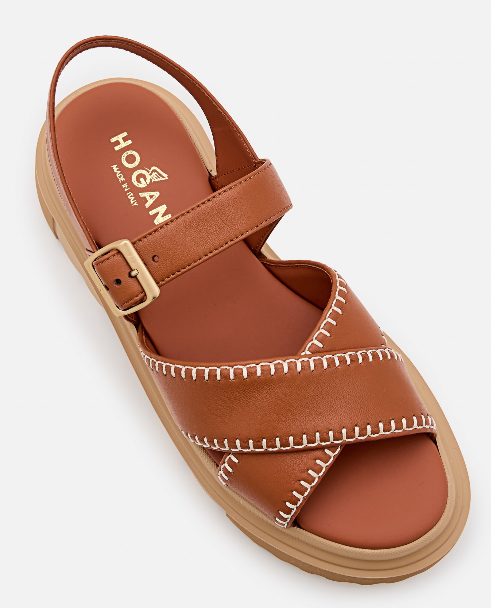 Shop Hogan H644 Leather Sandals In S003