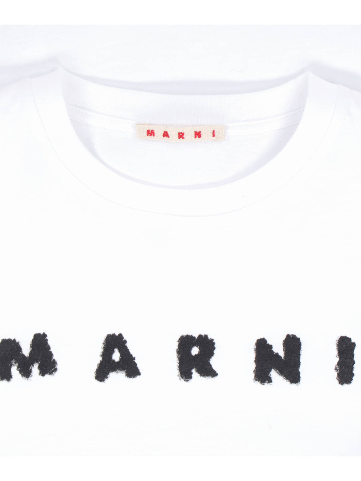 Marni Textured Logo T-shirt With Relaxed Fit In White