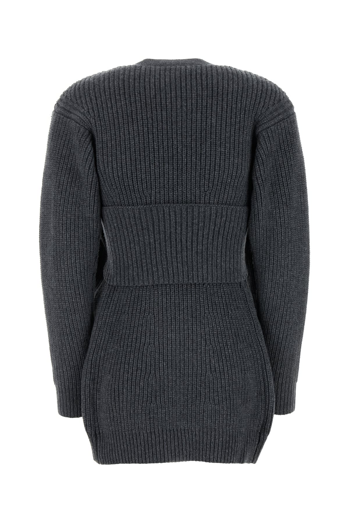 Shop Alexander Wang Ribbed Bilayer V-neck Cardigan With Cami Twinset In Charcoal