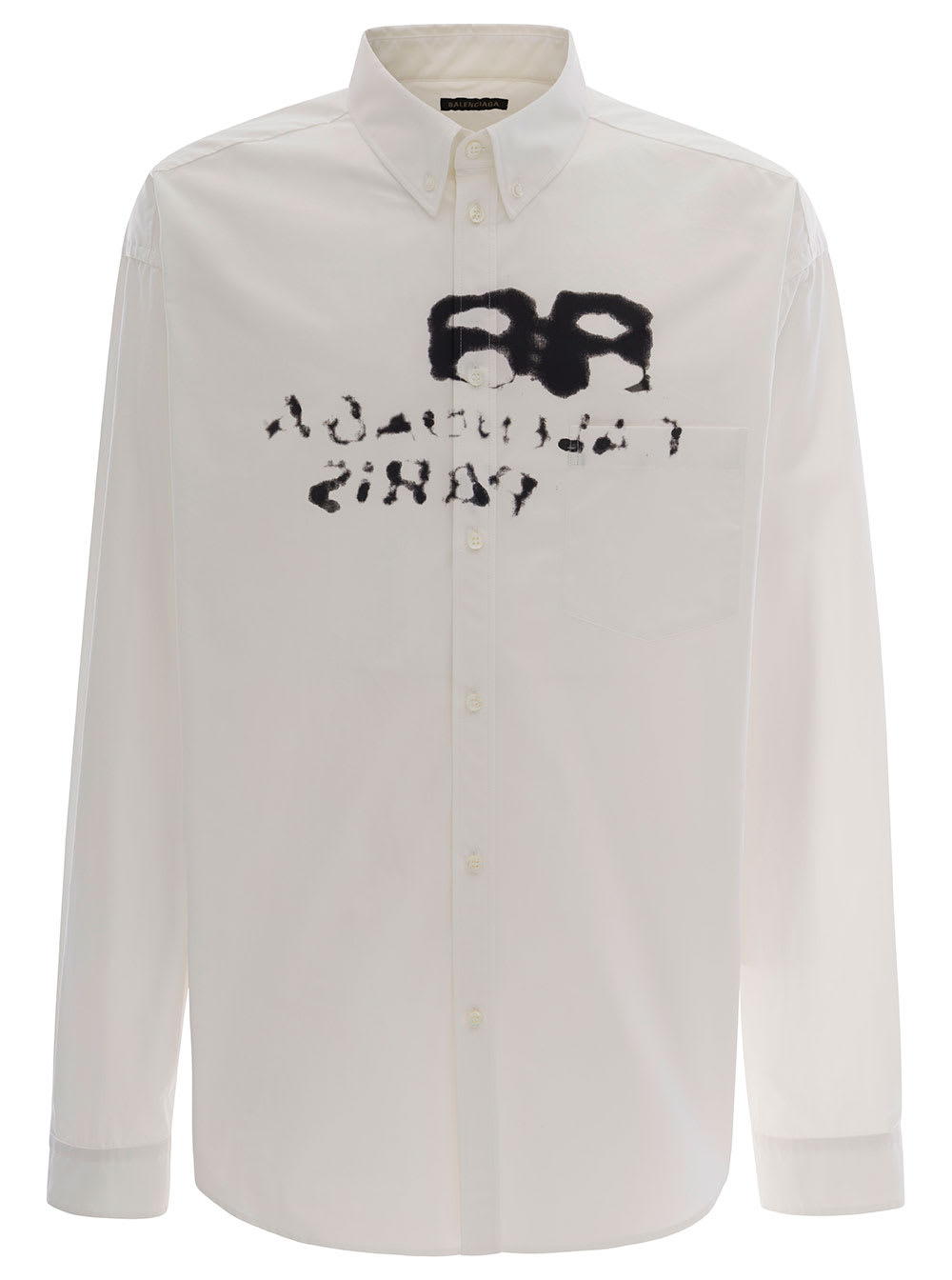 Balenciaga White Shirt With Hand-drawn Bb Icon Print In Cotton Man