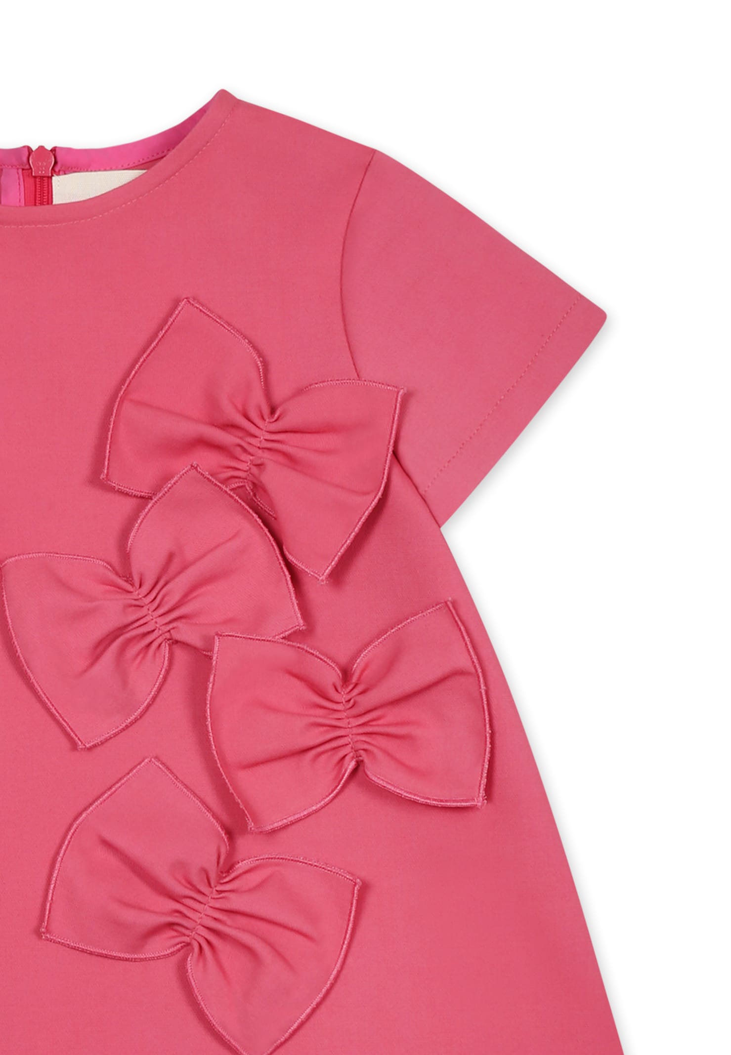Simonetta Fuchsia Dress For Baby Girl With Bows In Fuchsia