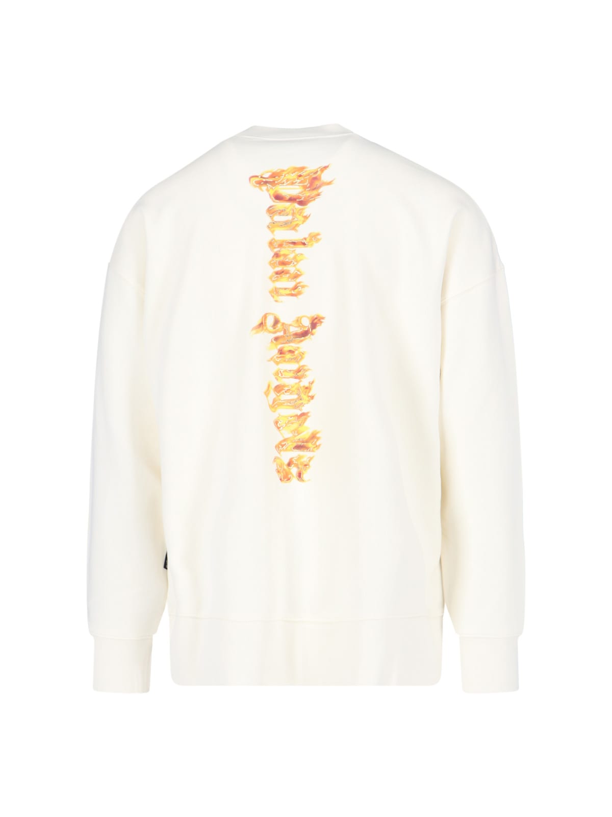 Shop Palm Angels Burning Logo Print Crewneck Sweatshirt In White