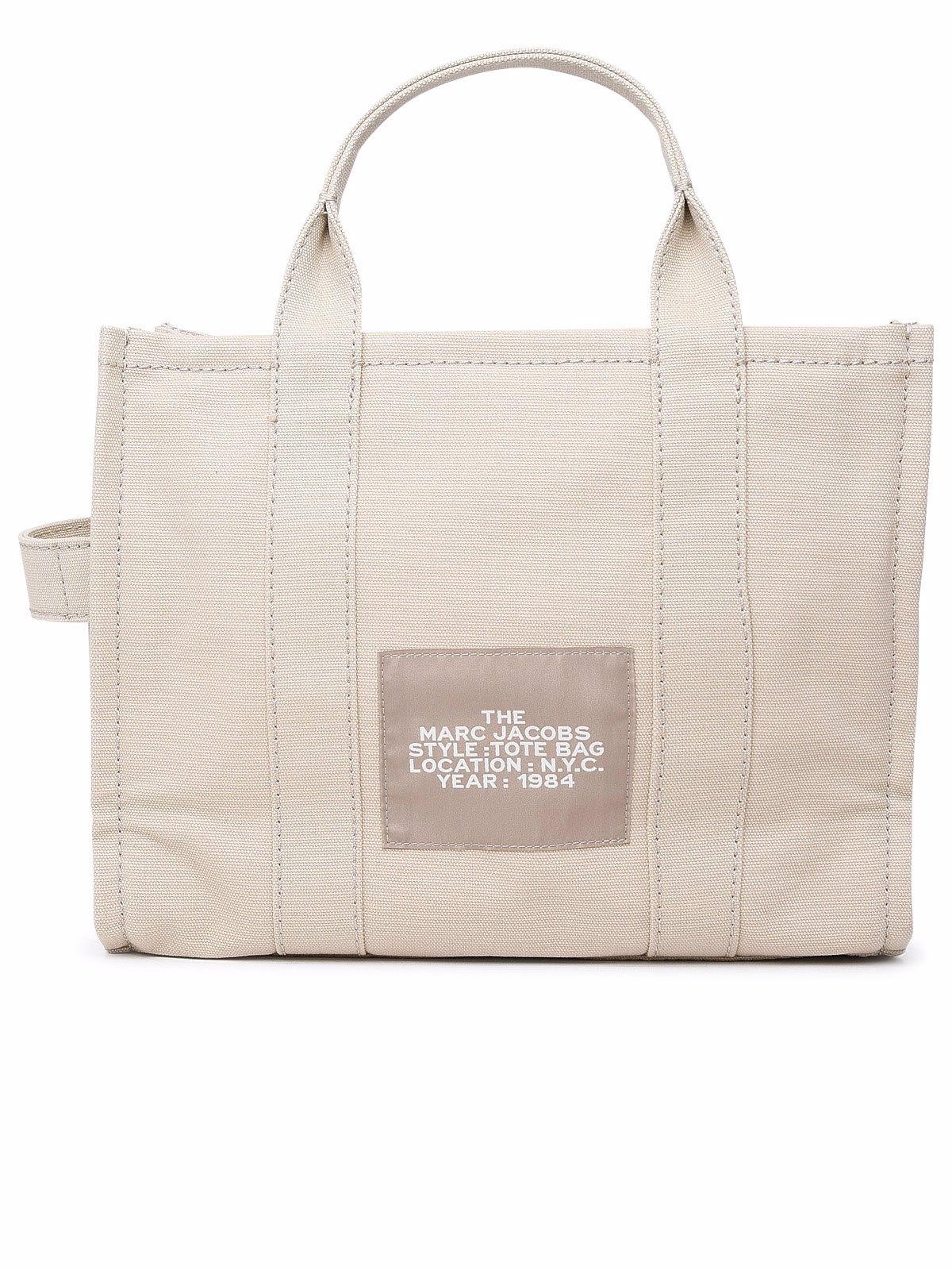 Shop Marc Jacobs Cotton The Small Tote Bag In Beige