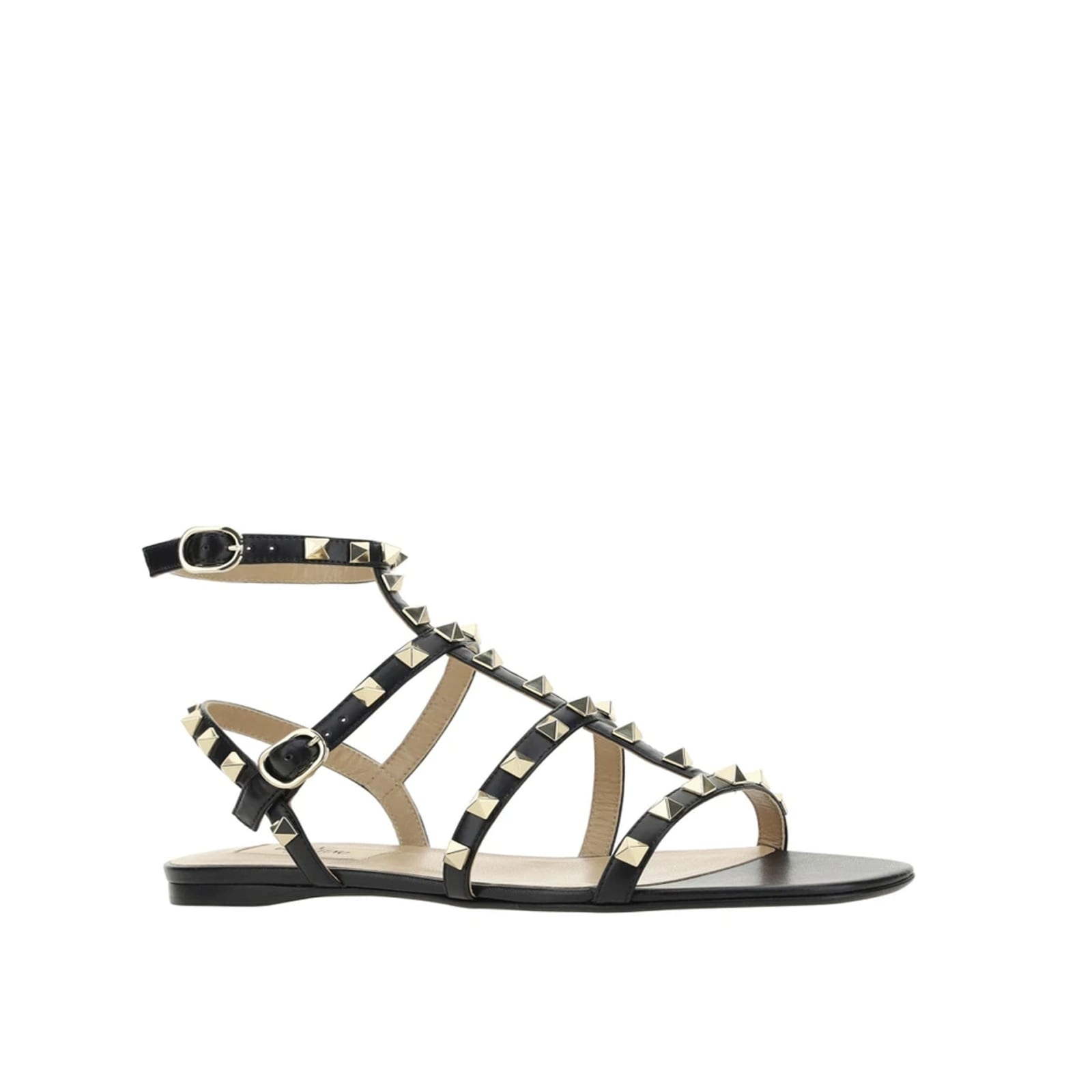 Shop Valentino Garavani Rockstud Leather Sandals In Black