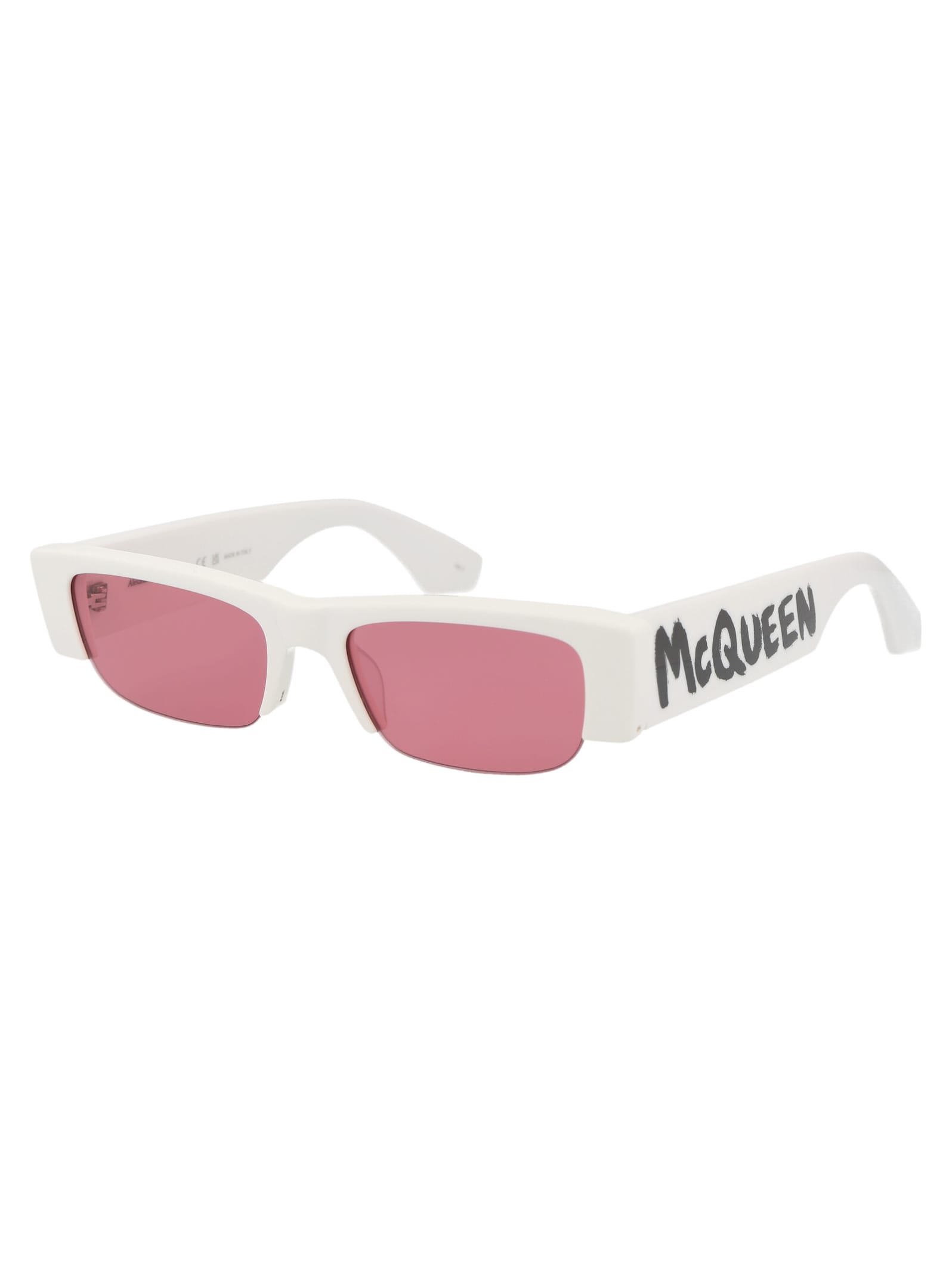 Shop Alexander Mcqueen Am0404s Sunglasses In 005 White White Red