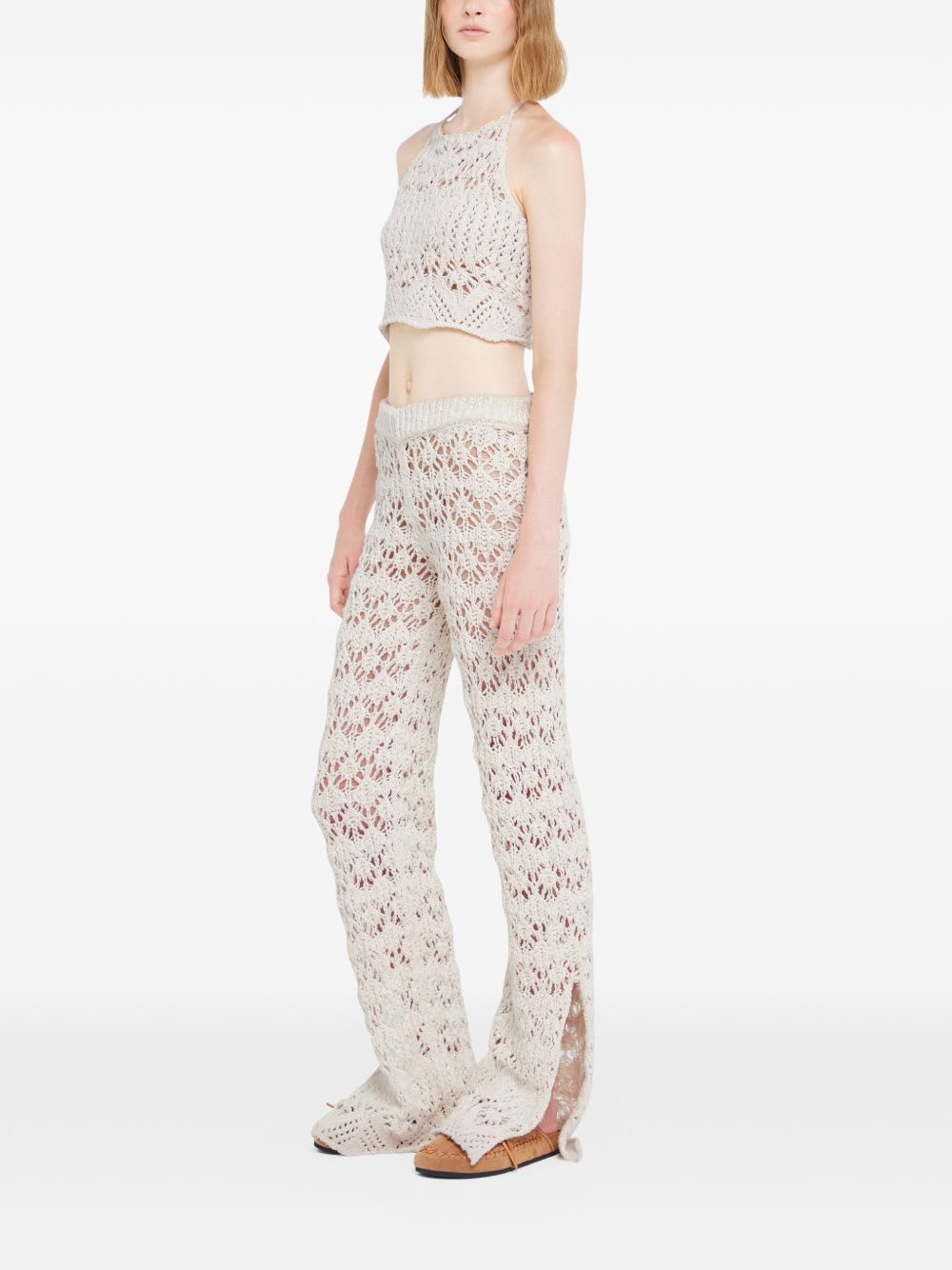 Alanui Lagoon Romance Cotton Trousers In Neutral