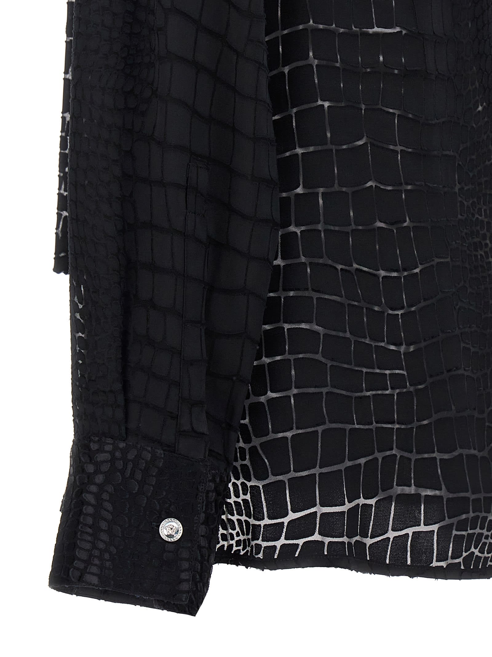 Shop Versace Crocodile Shirt In Black