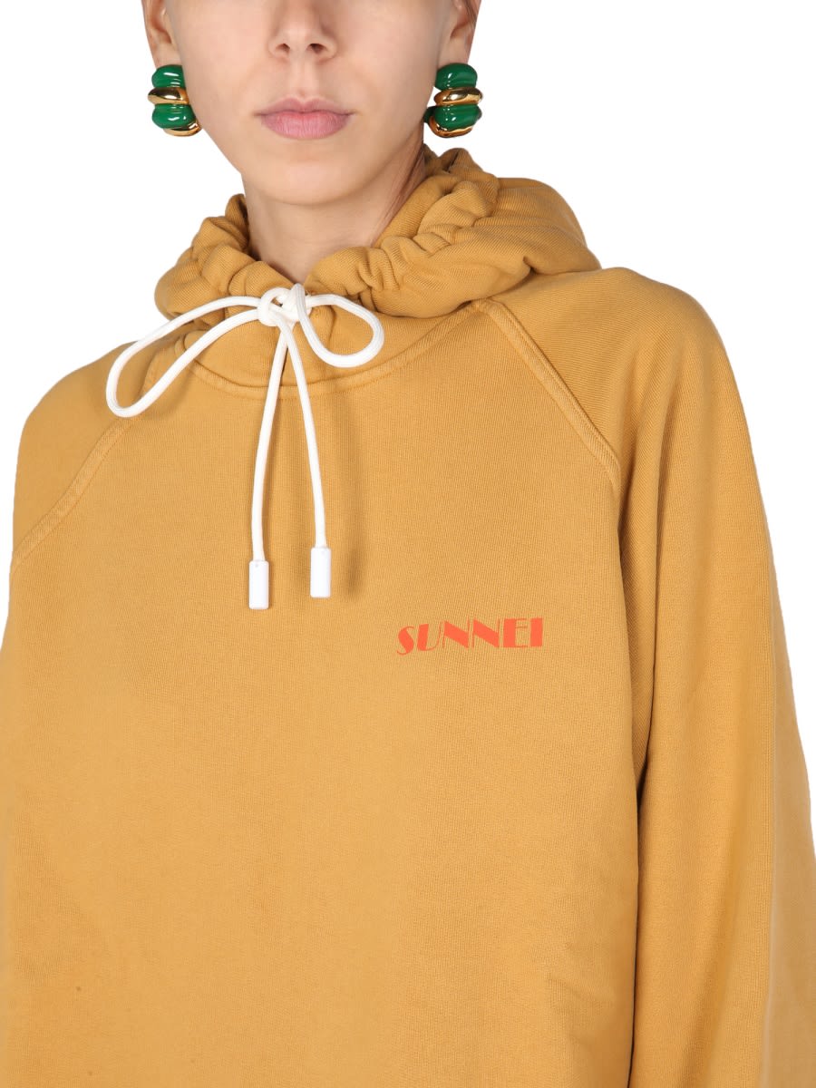 Shop Sunnei Sweatshirt With Mini Logo In Brown