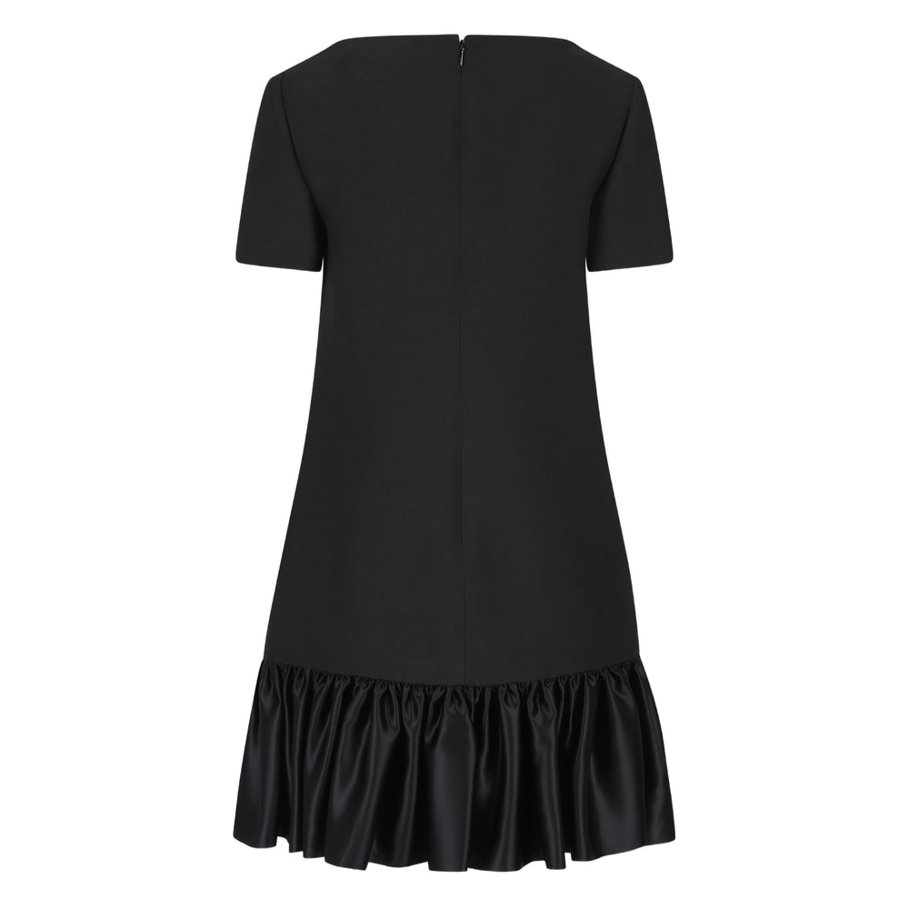 Valentino Garavani Bow Detail Wool And Silk Mini Dress In Black