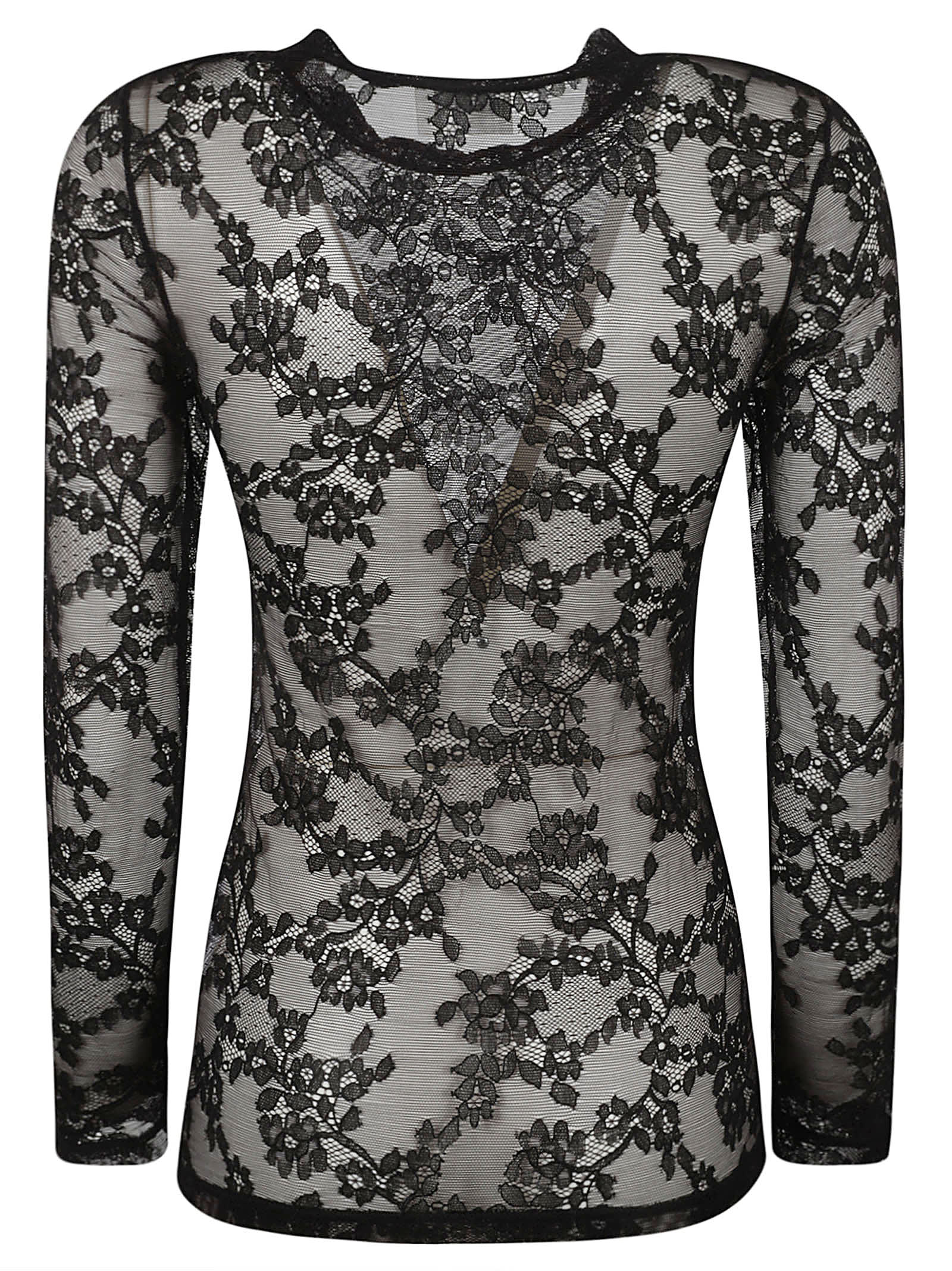 Shop P.a.r.o.s.h Floral Laced Jumper In Nero