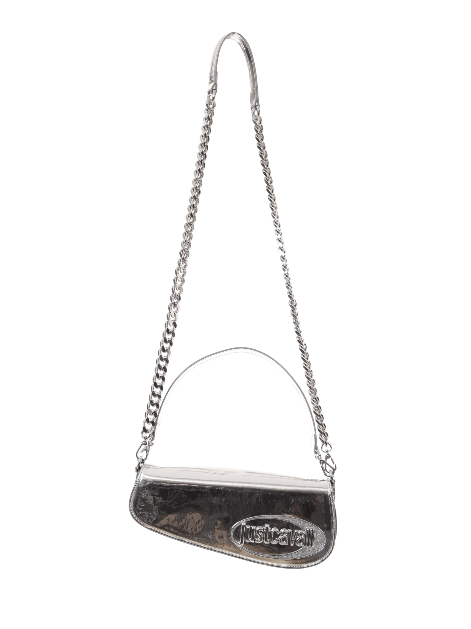 Just Cavalli Chain-strap Top-handle Shoulder Bag In Silver