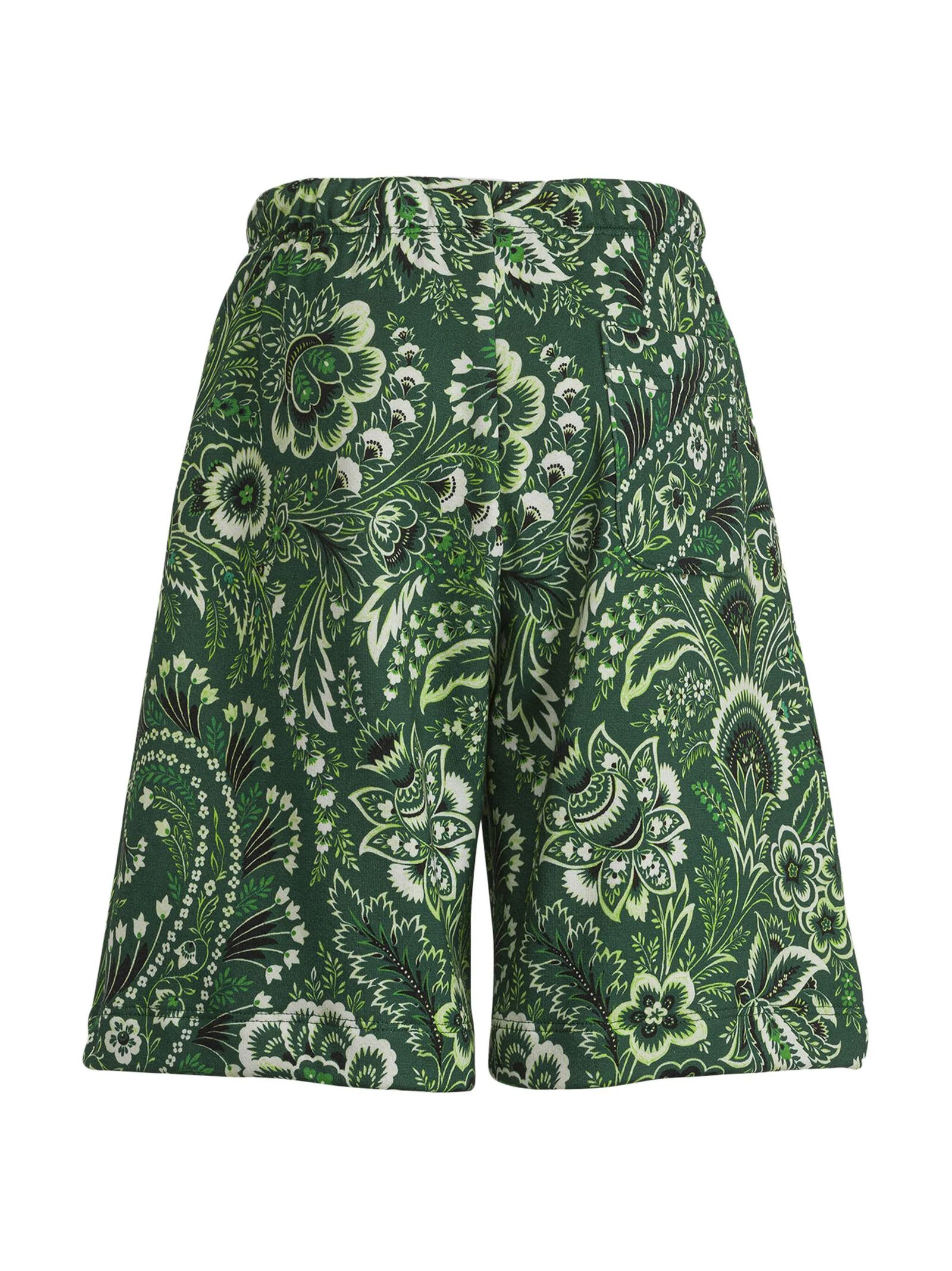 Shop Etro Shorts Green In Green/ivory