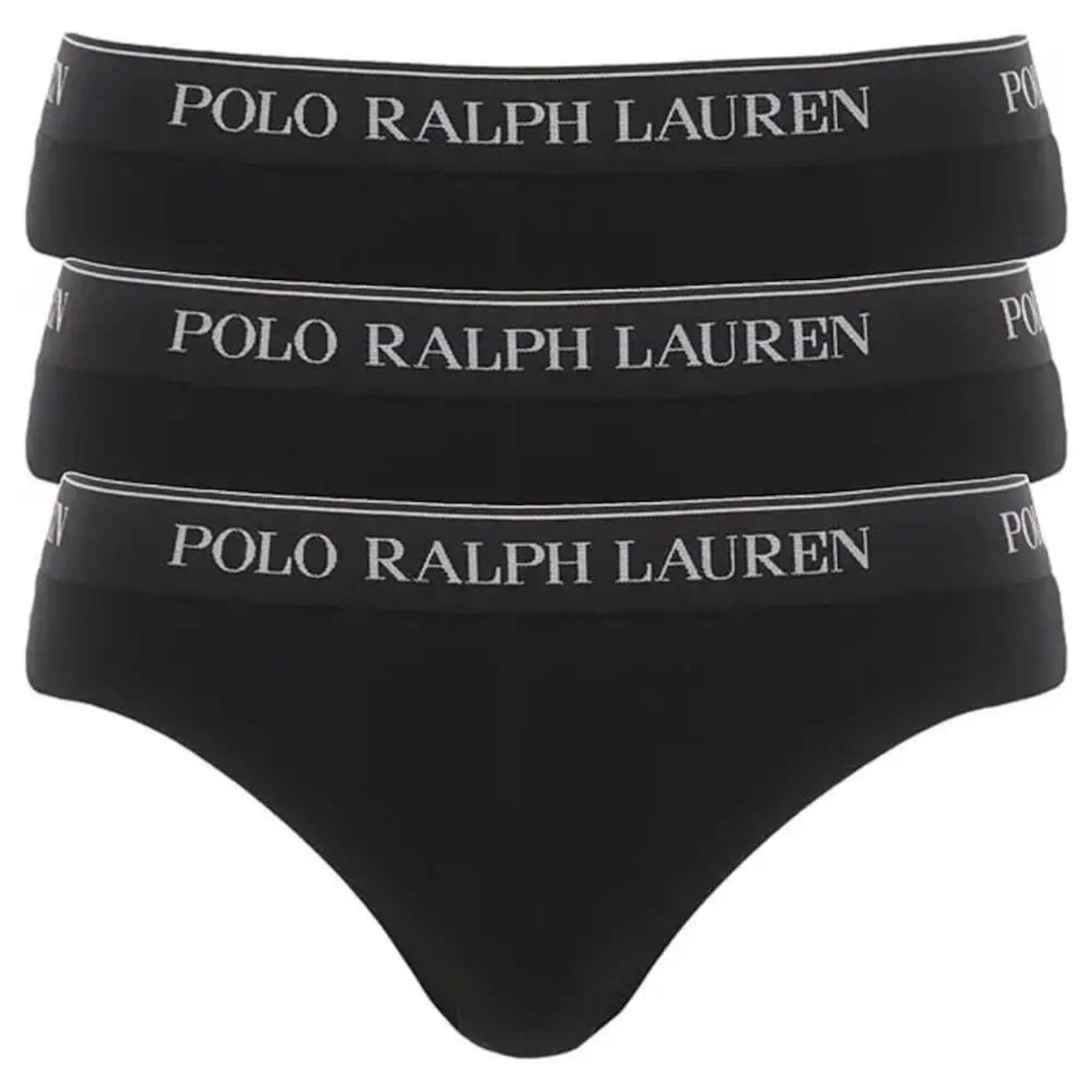 Shop Polo Ralph Lauren Logo Band Three-pack Briefs In Black