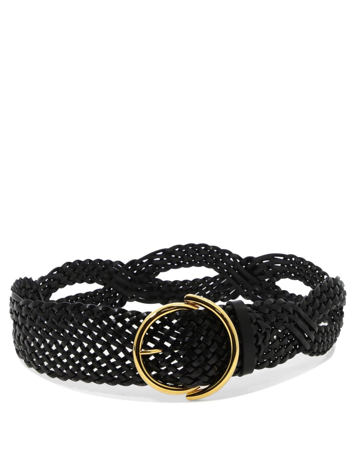 Shop Etro Braided Buckle Belt In Nero