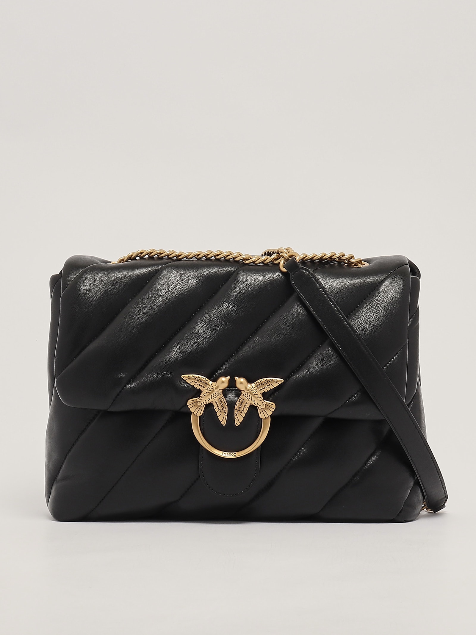 Shop Pinko Love Puff Big Shoulder Bag In Nero