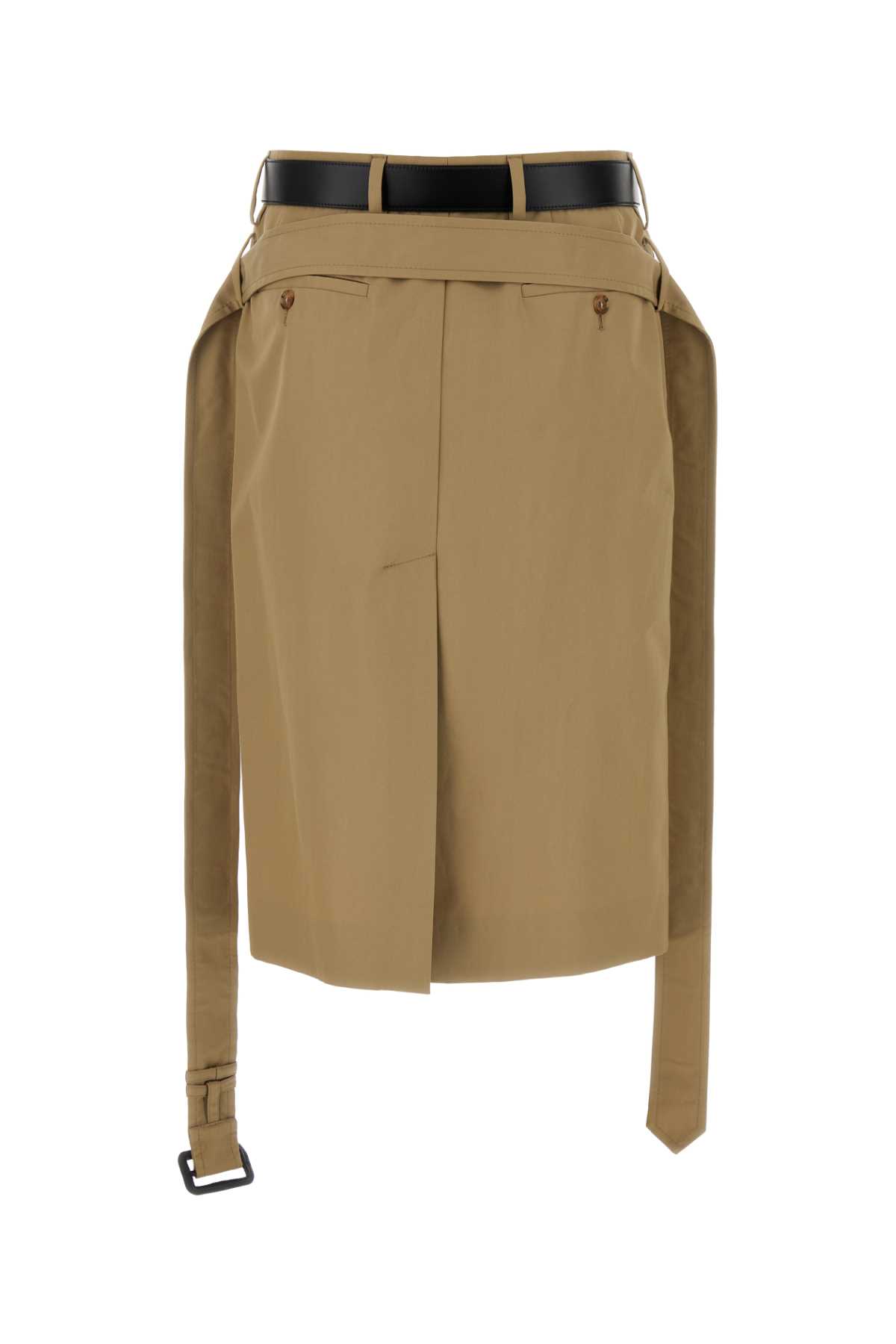 Shop Prada Khaki Twill Skirt In Corda