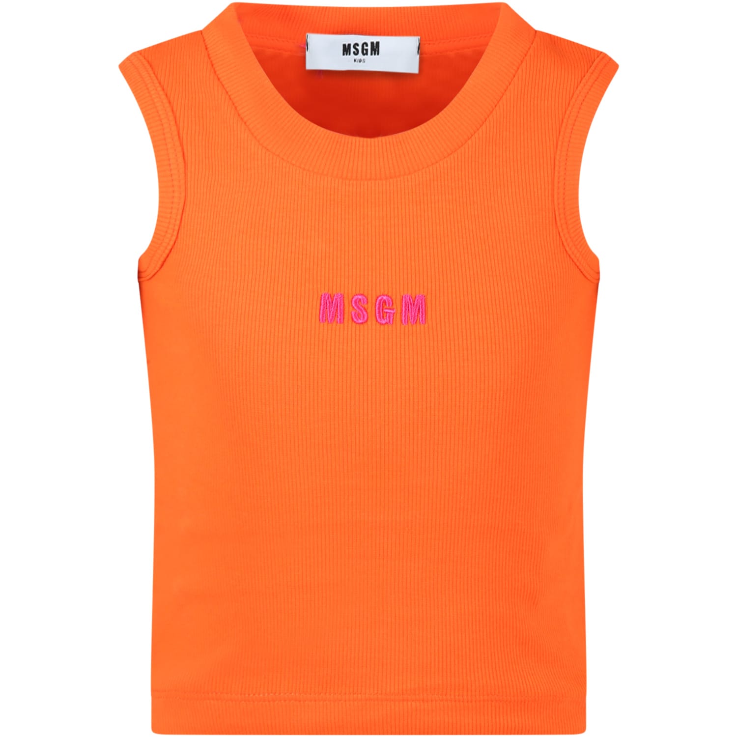 MSGM Orange Tank-top For Girl With Logo