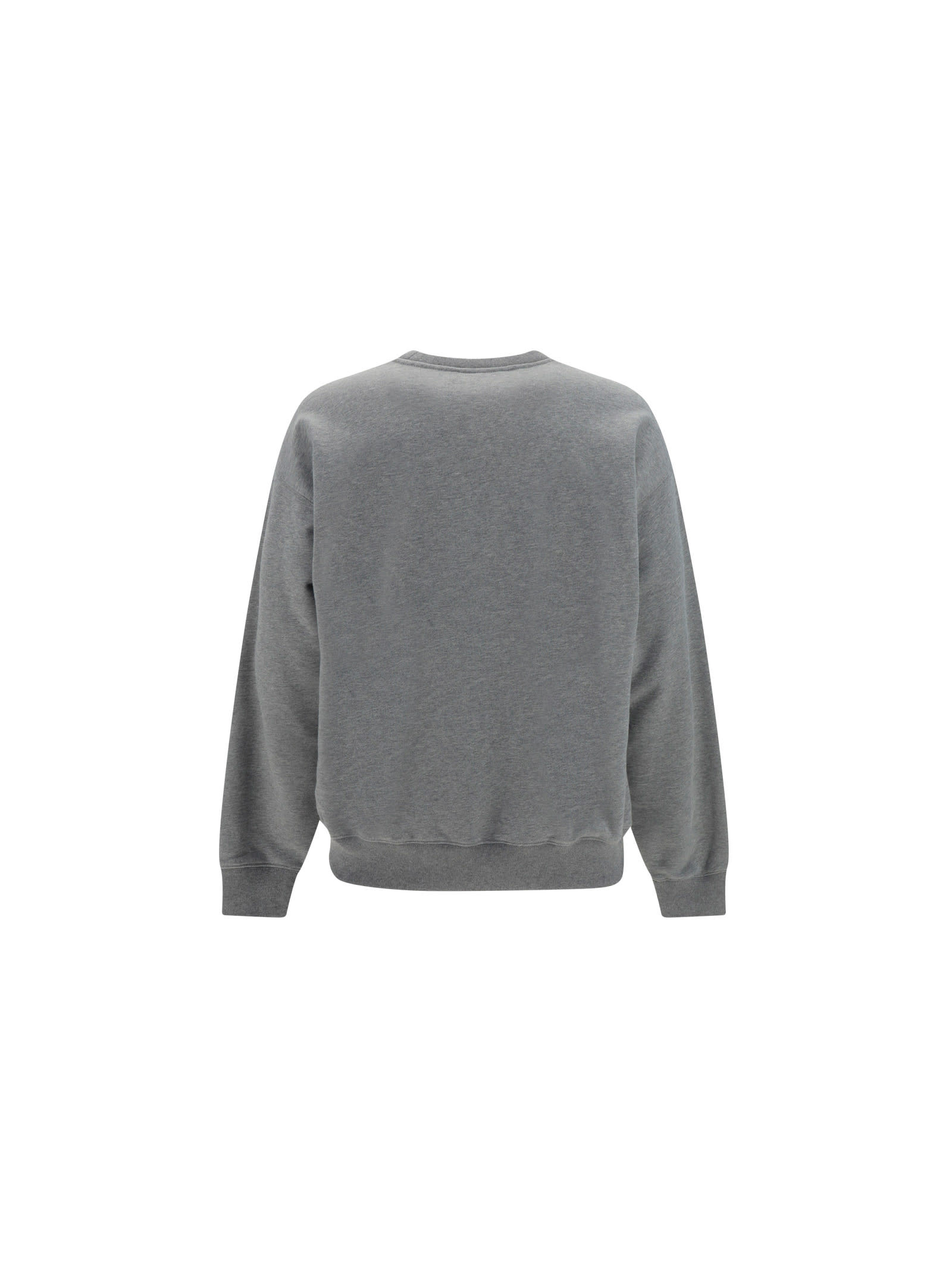 Versace Mask Print Cotton Crewneck Sweatshirt In Grigio Medio Melange