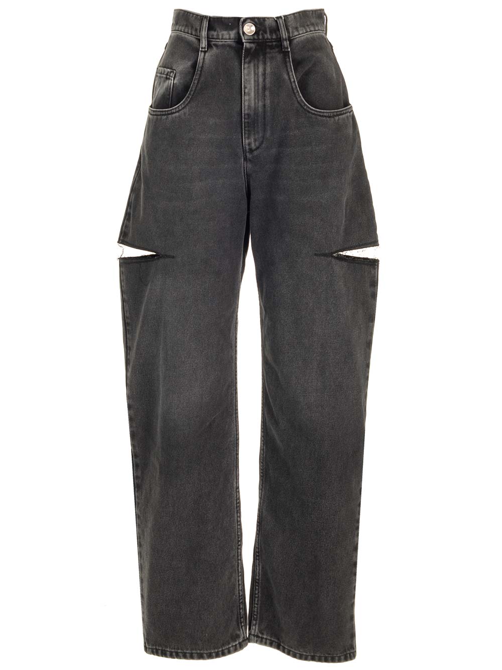 Maison Margiela High-waisted Black Denim Jeans With Relaxed Straight-leg Fit In Gray