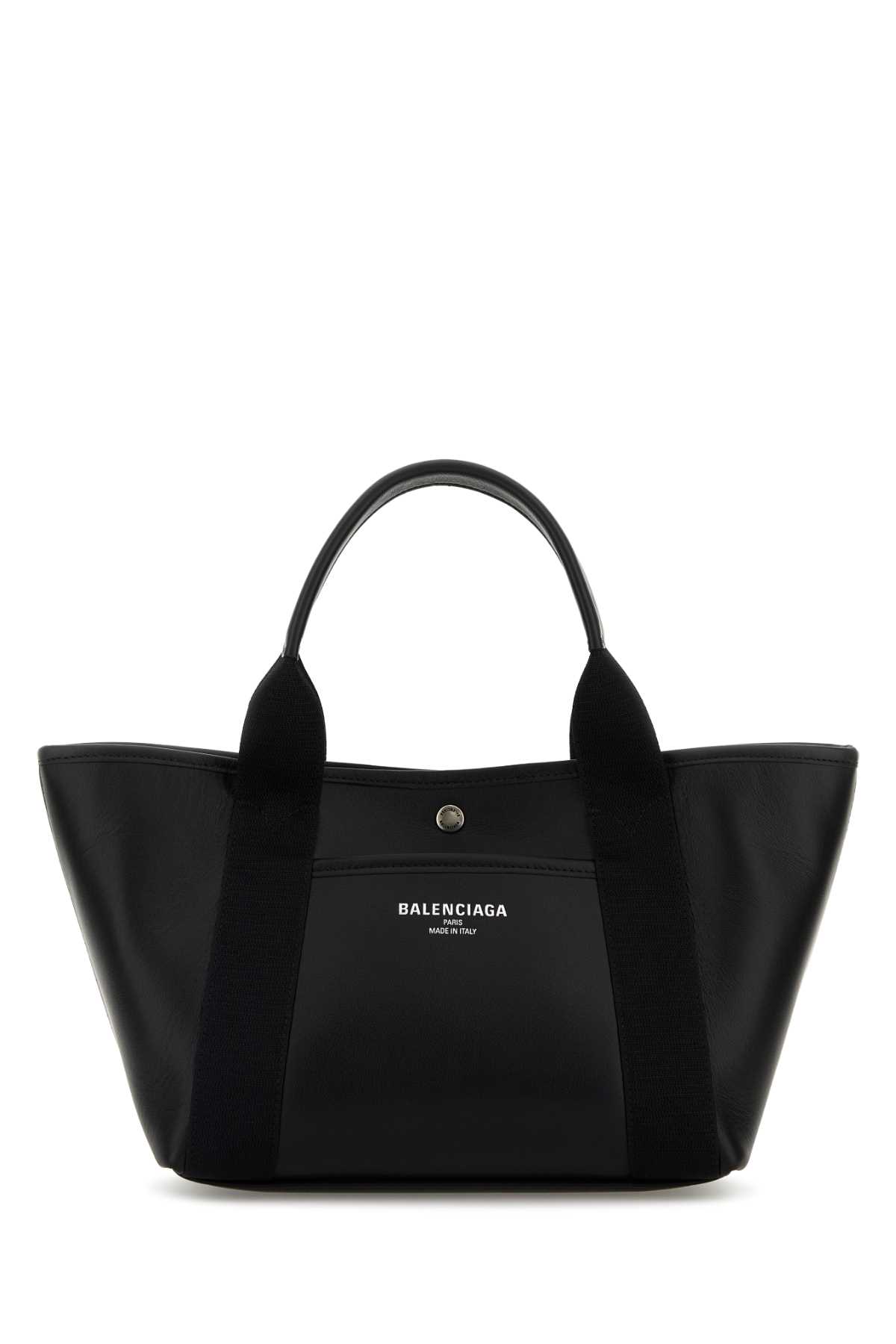 Black Leather Biarritz Shopping Bag