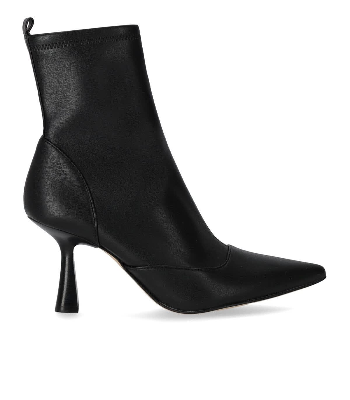 MICHAEL KORS CLARA BLACK LEATHER ANKLE BOOTS