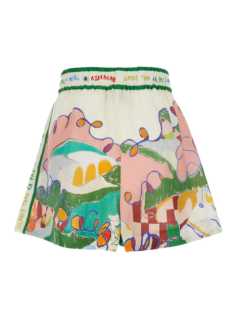 ALEMAIS NADIA MULTICOLOR SHORTS WITH ALL-OVER PRINTED MOTIF IN LINEN WOMAN