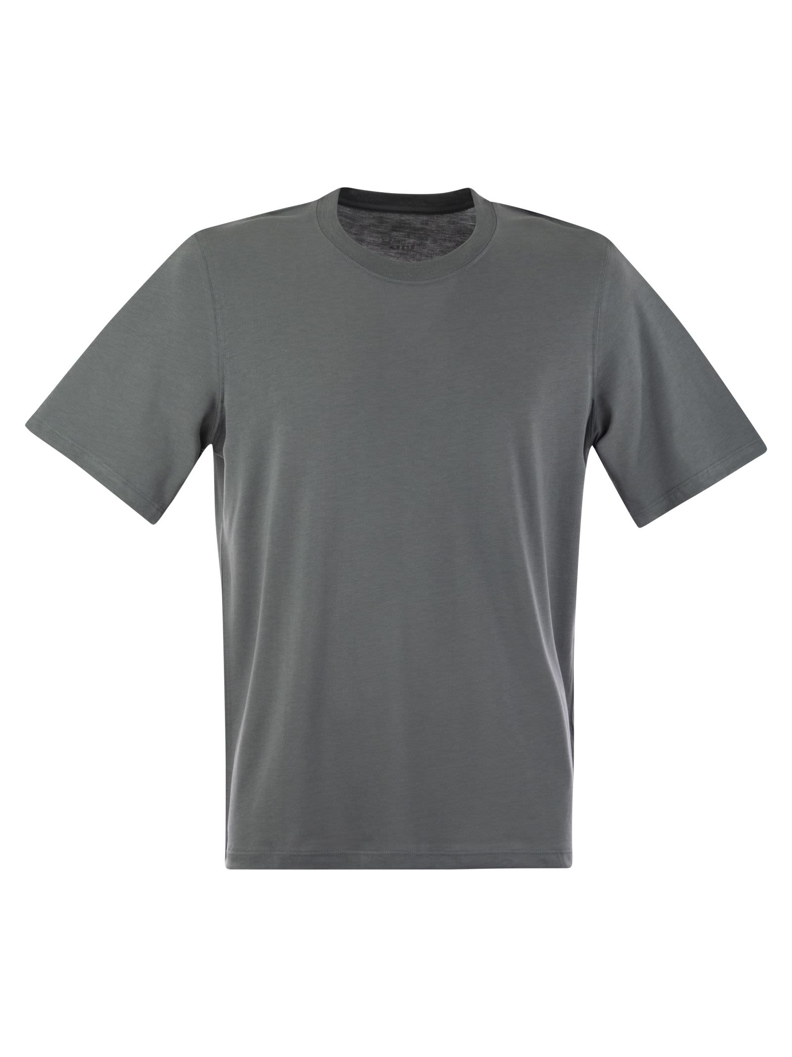 Shop Majestic Short-sleeved T-shirt In Lyocell And Cotton In Grey