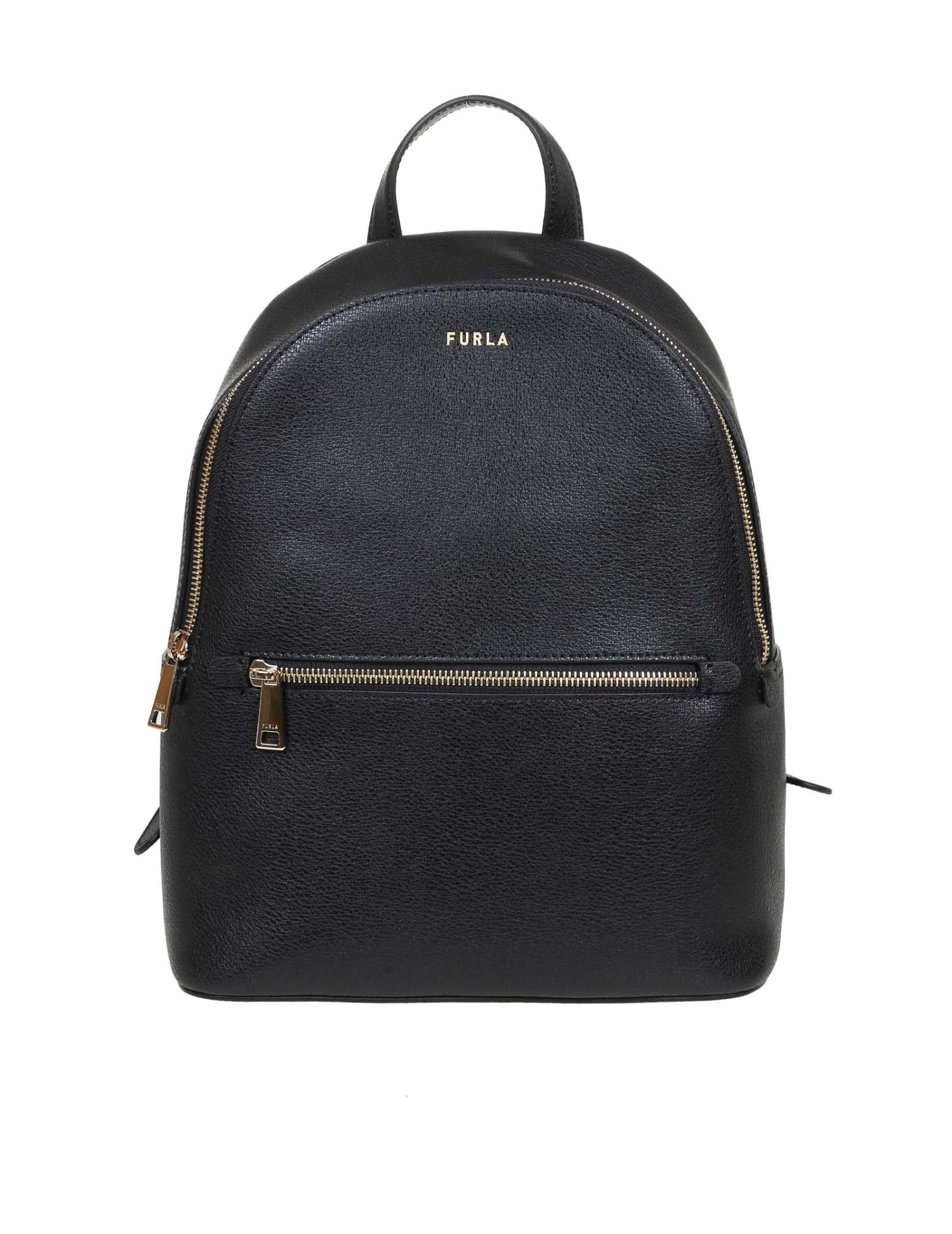 Furla Free Backpack M In Leather And Black Color