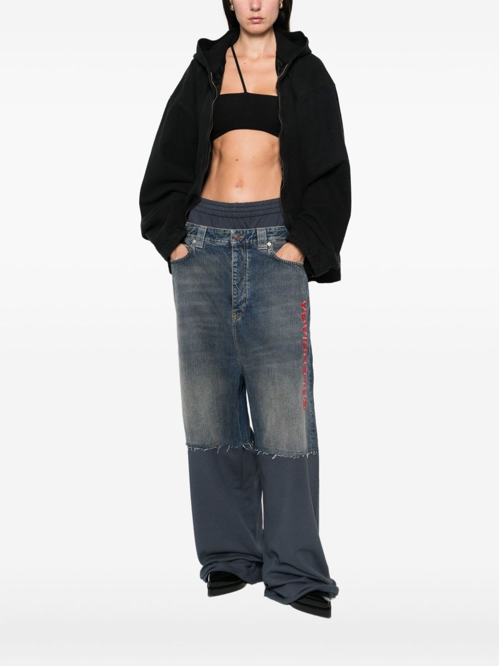 Balenciaga Hooded Zip-up Jacket For Men In Black