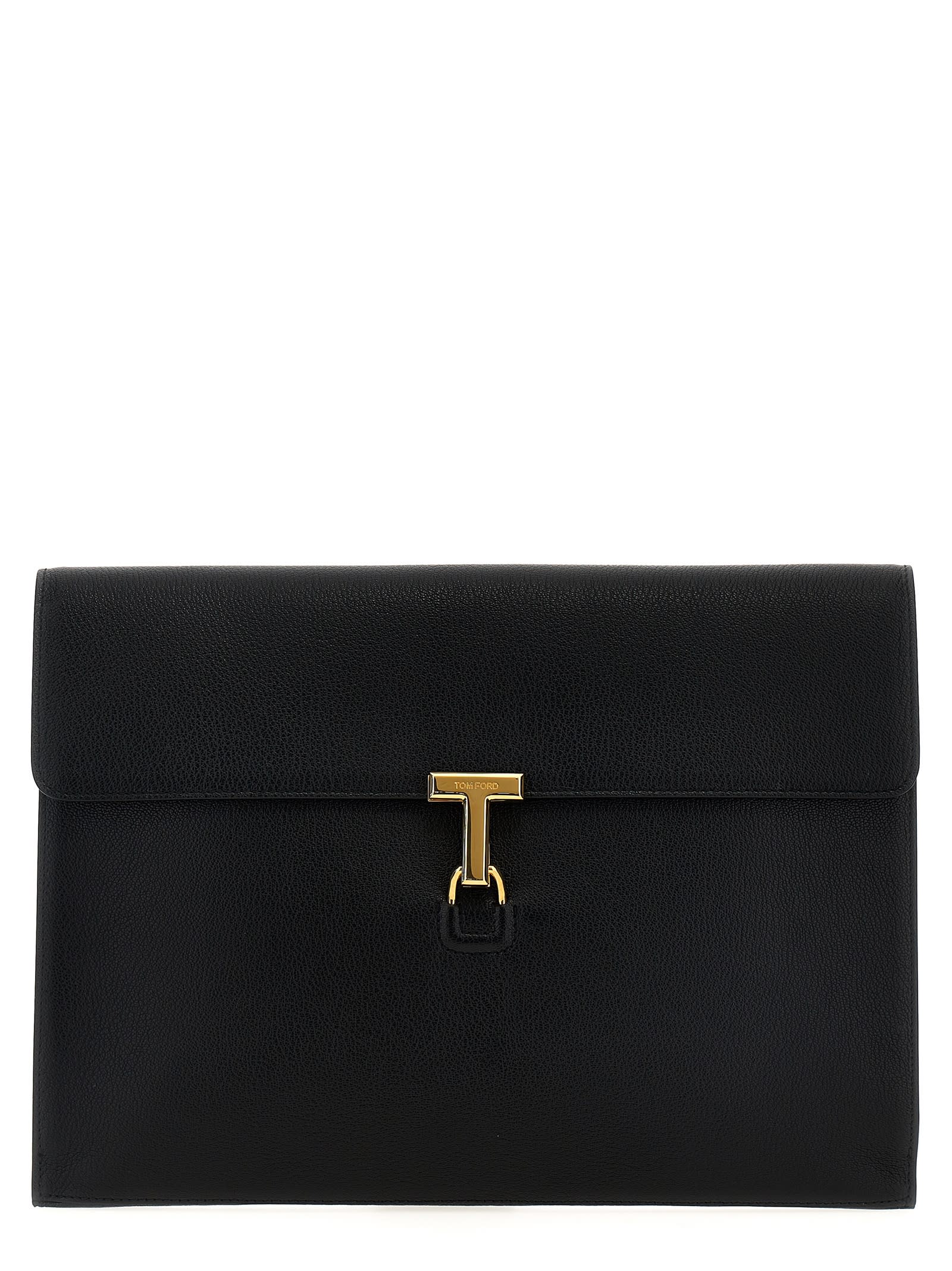 Shop Tom Ford Monogram Logo Clutch In Black