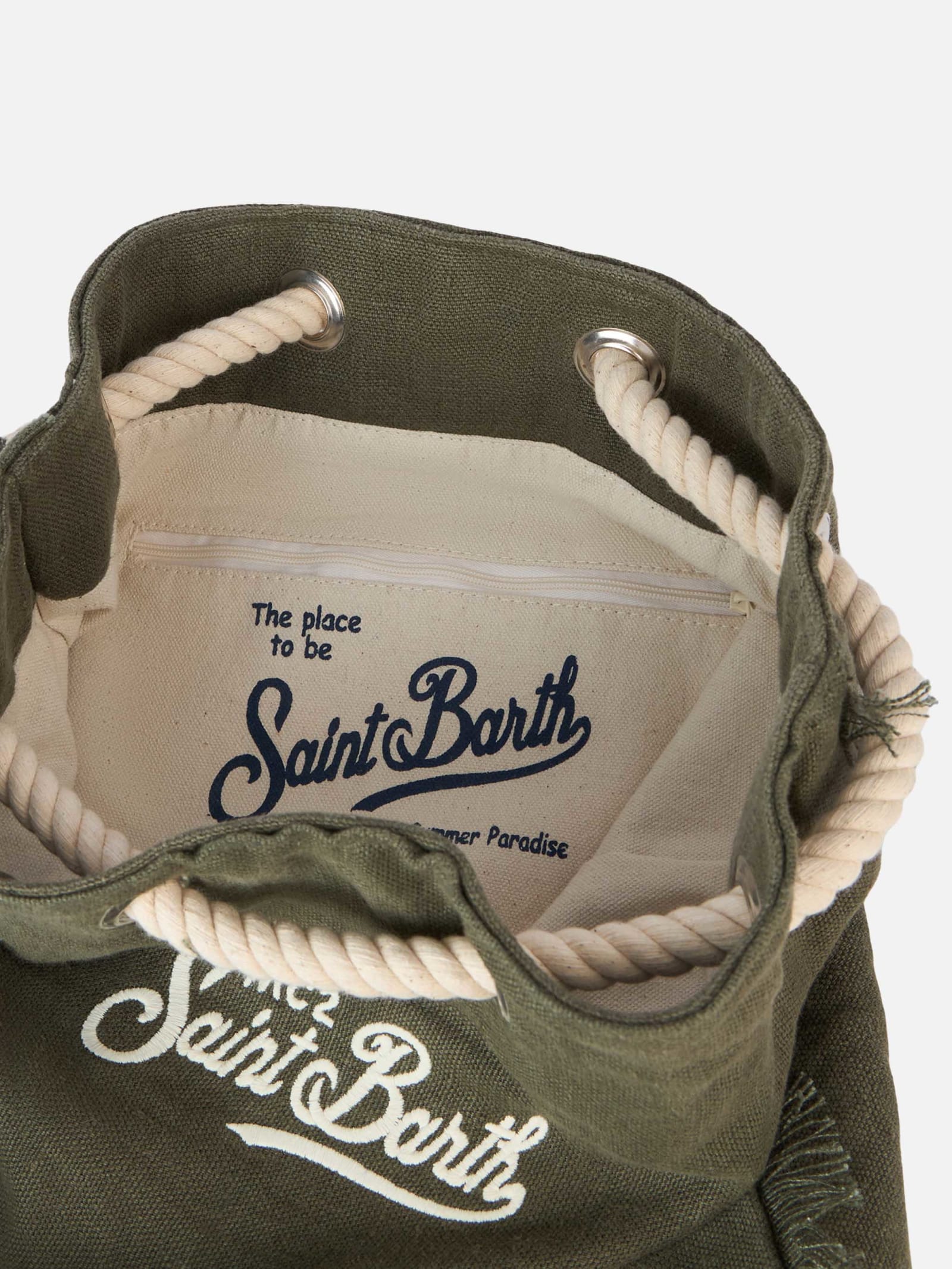 Mc2 Saint Barth Green Boat Linen Backpack In Green