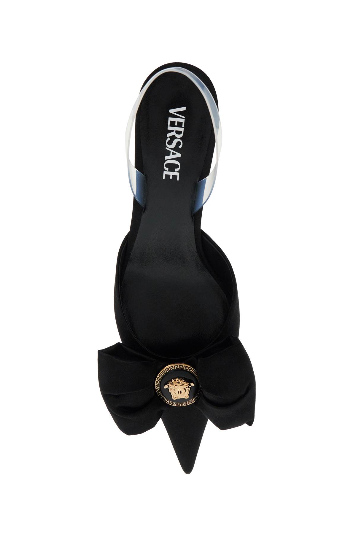 Shop Versace Slingback Alia In Black- Gold (black)