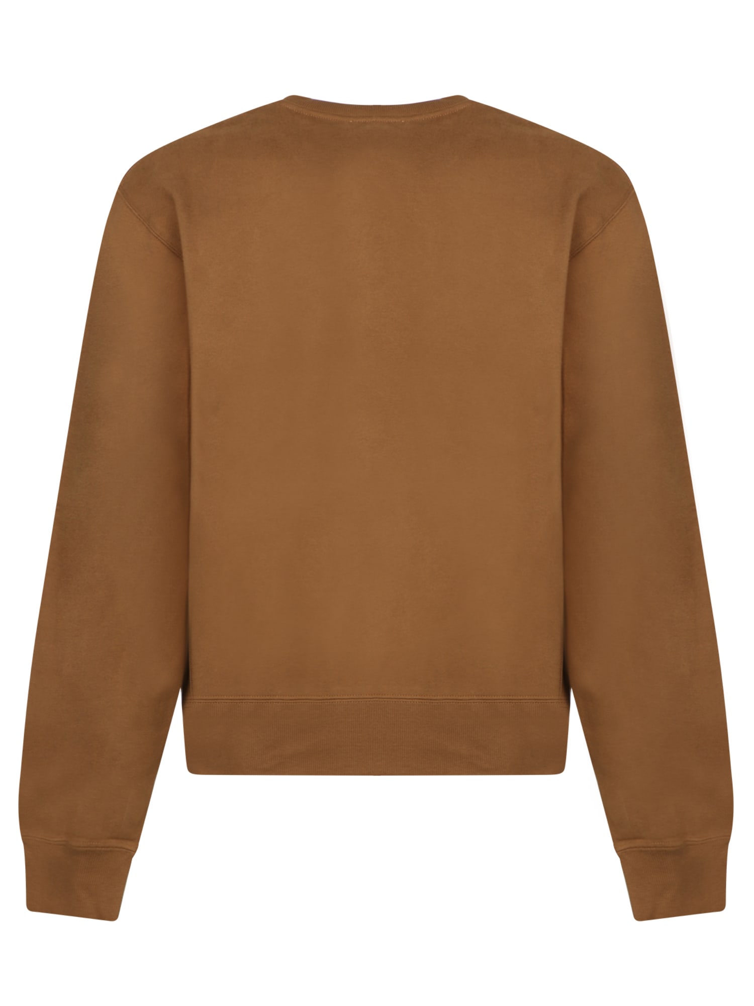 Shop Saint Laurent Logo Embroidery Sweatshirt In Beige