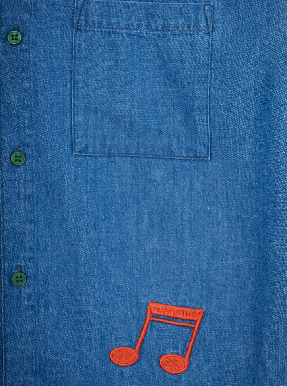 Mini Rodini Blue Shirt With Embroidery On The Front In Denim Boy In Blu