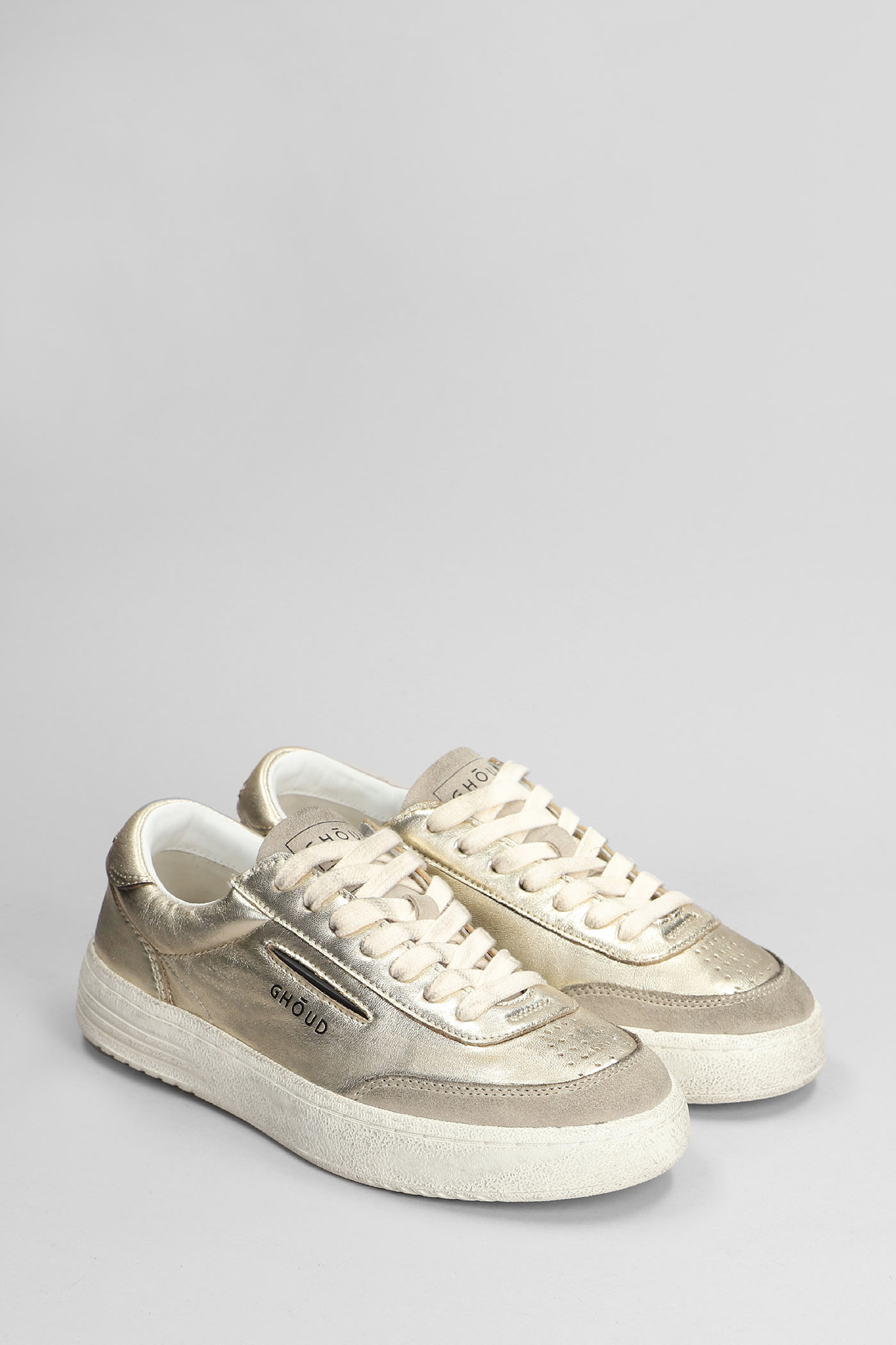 Shop Ghoud Lido Brushed Sneakers In Gold Leather