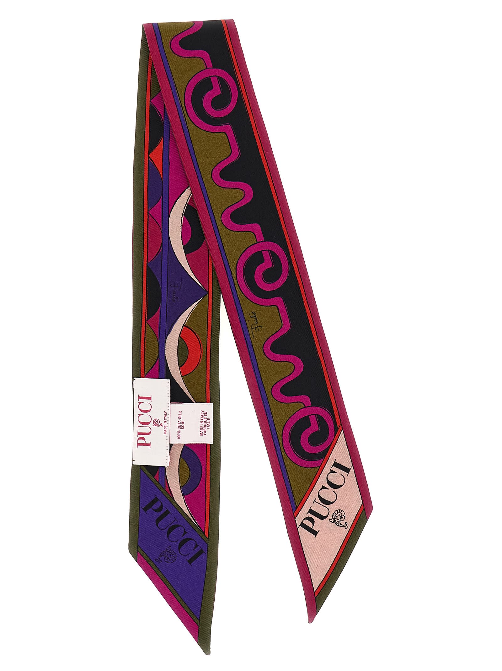 Pucci Square Silk Twill Scarf With Bold Patterns In Multi
